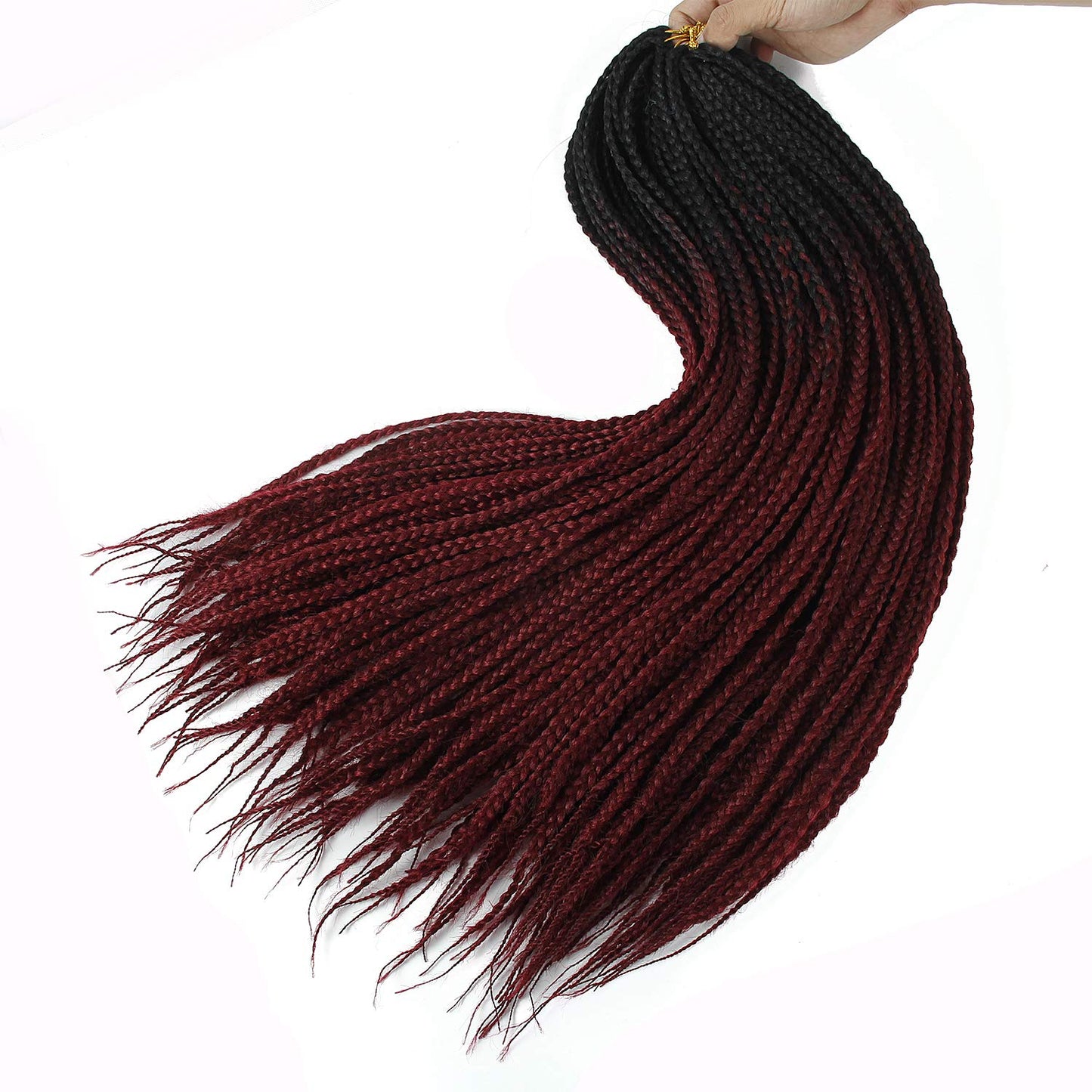 6 Packs Box Braids Crochet Hair Crochet Box Braids Pre-looped Synthetic Hair Crotchet Box Braids Hair 22 Inch (ombre wine red, 22inch)