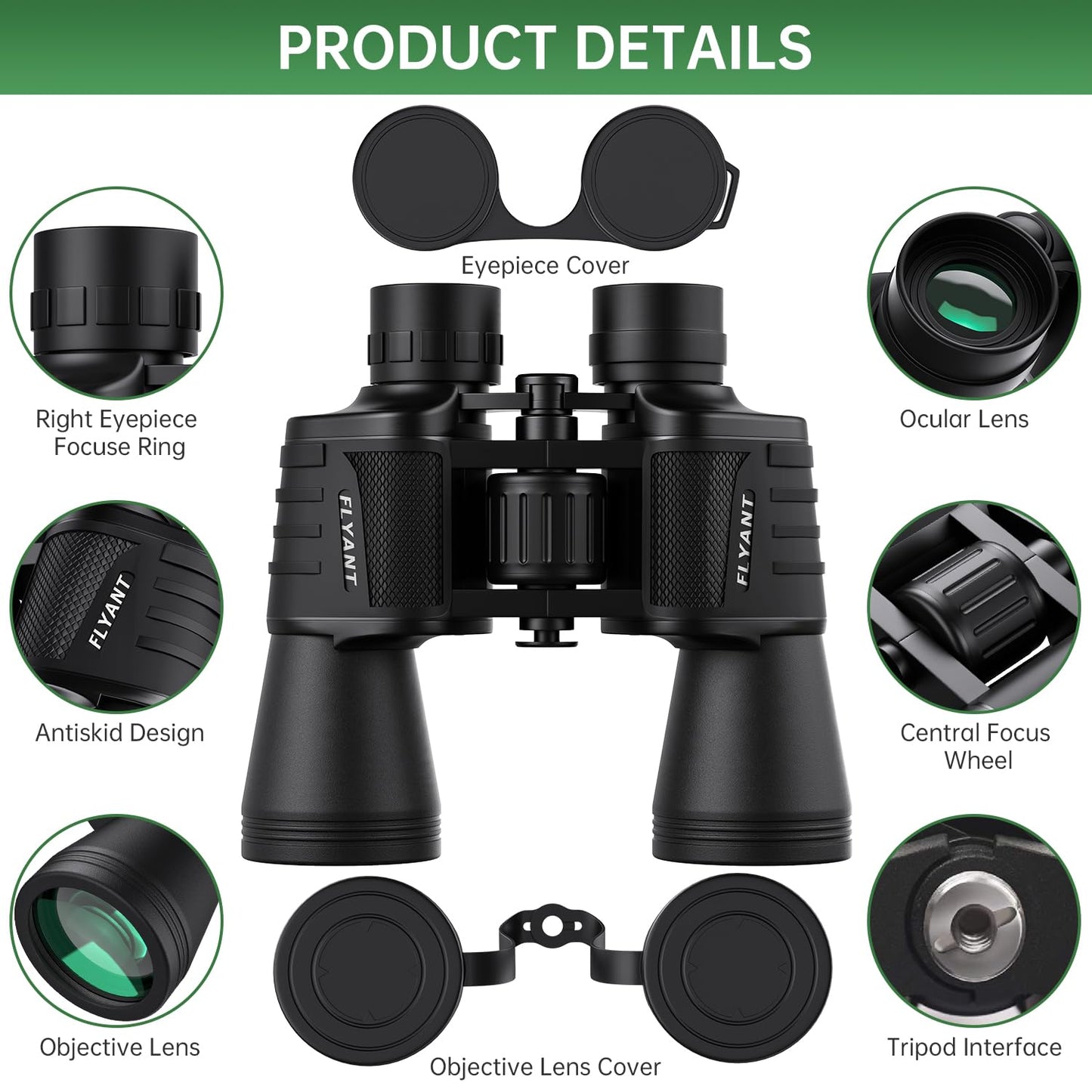 20x50 High Powered Binoculars for Adults, Waterproof Long Range Compact Binoculars with Low Light Vision for Bird Watching Hunting Football Games Travel Stargazing Cruise with Carrying Bag