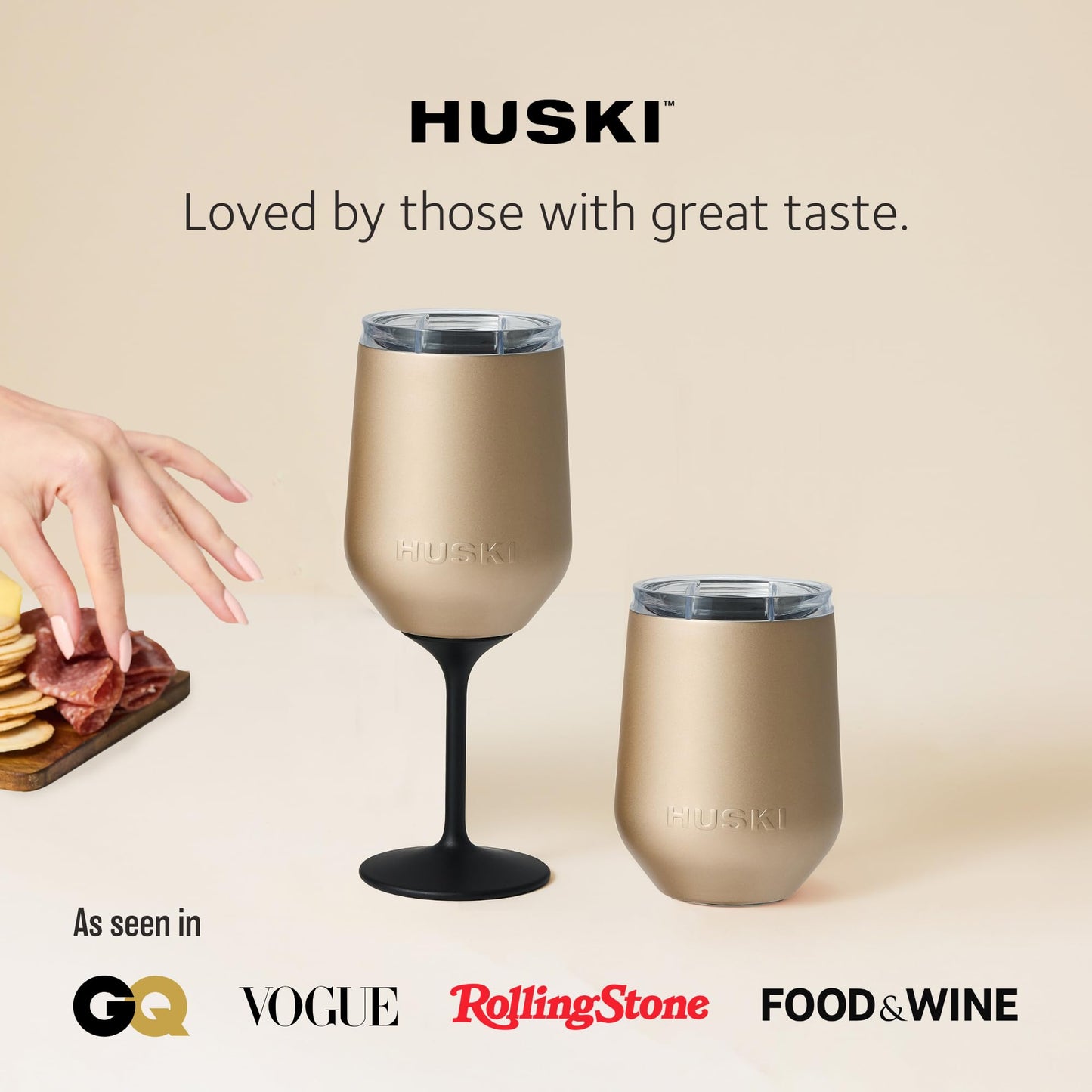 Huski Wine Tumbler 2.0 | New | Award-Winning Design with Detachable Stem | Premium Stainless Steel Wine Glass with Lid | Triple Insulated Tumbler | 355ml Capacity | Great Gift (Powder Pink)