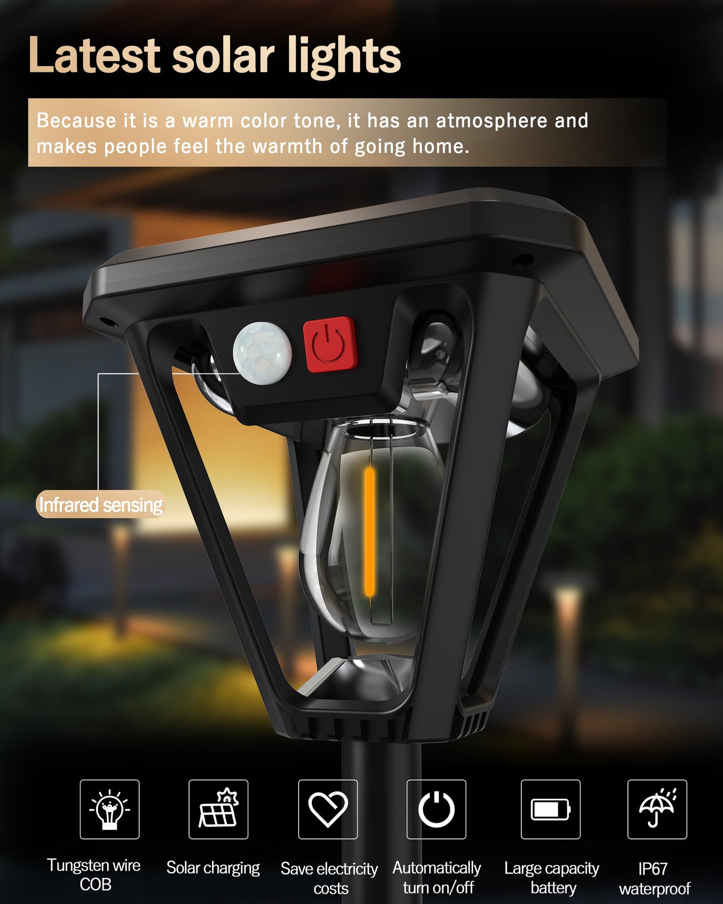 Solar Lights Outdoor Waterproof 4Pack with Motion Sensor,Solar Pathway Lights Decorative Solar Garden Lights Landscape Lighting for Yard, Walkway, Driveway