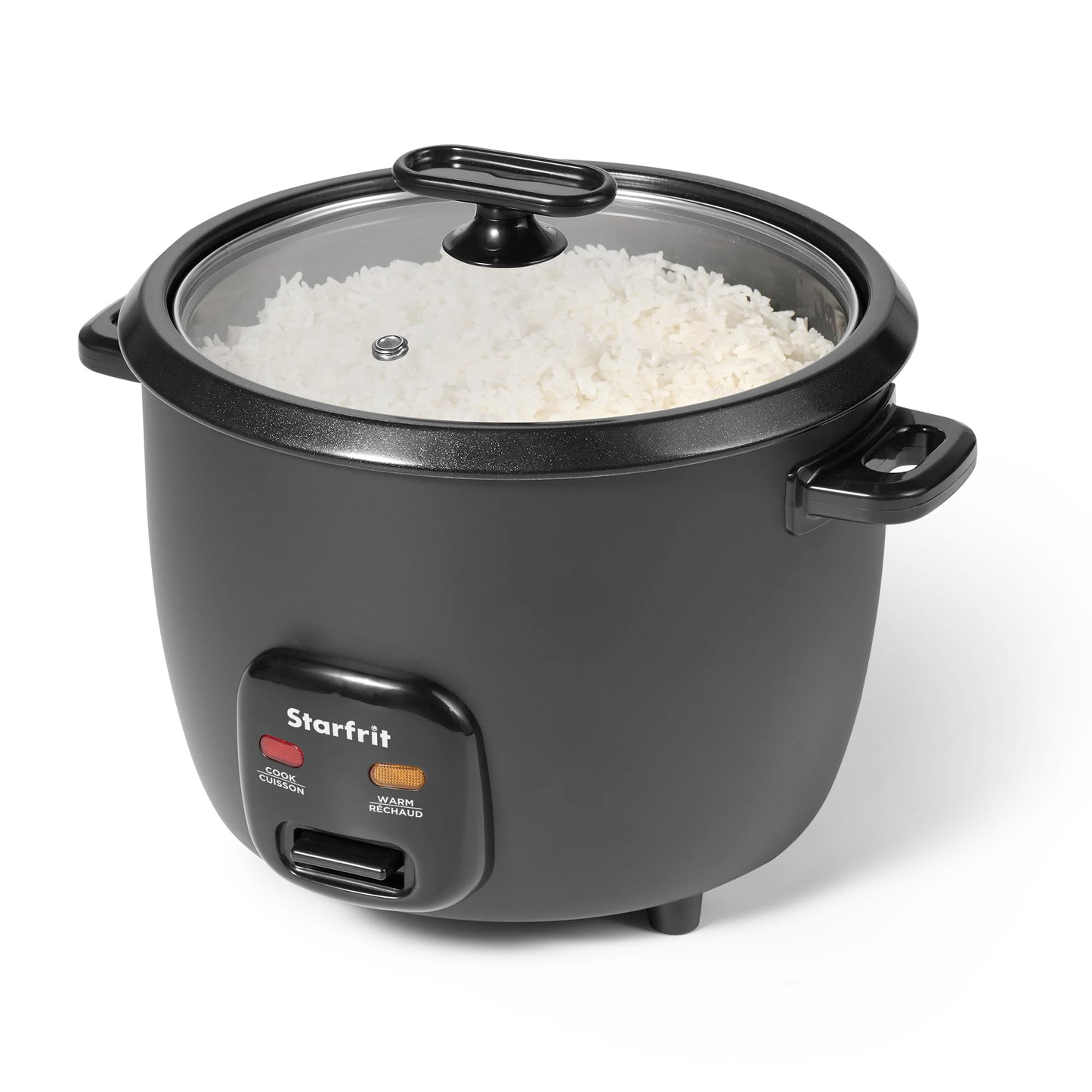 Starfrit Electric Rice Cooker – 20 Cups Cooked Rice – Ceramic Non-Stick Coating without PFAS – Steamer Basket, Measuring Cup & Service Spoon - 700W - Black