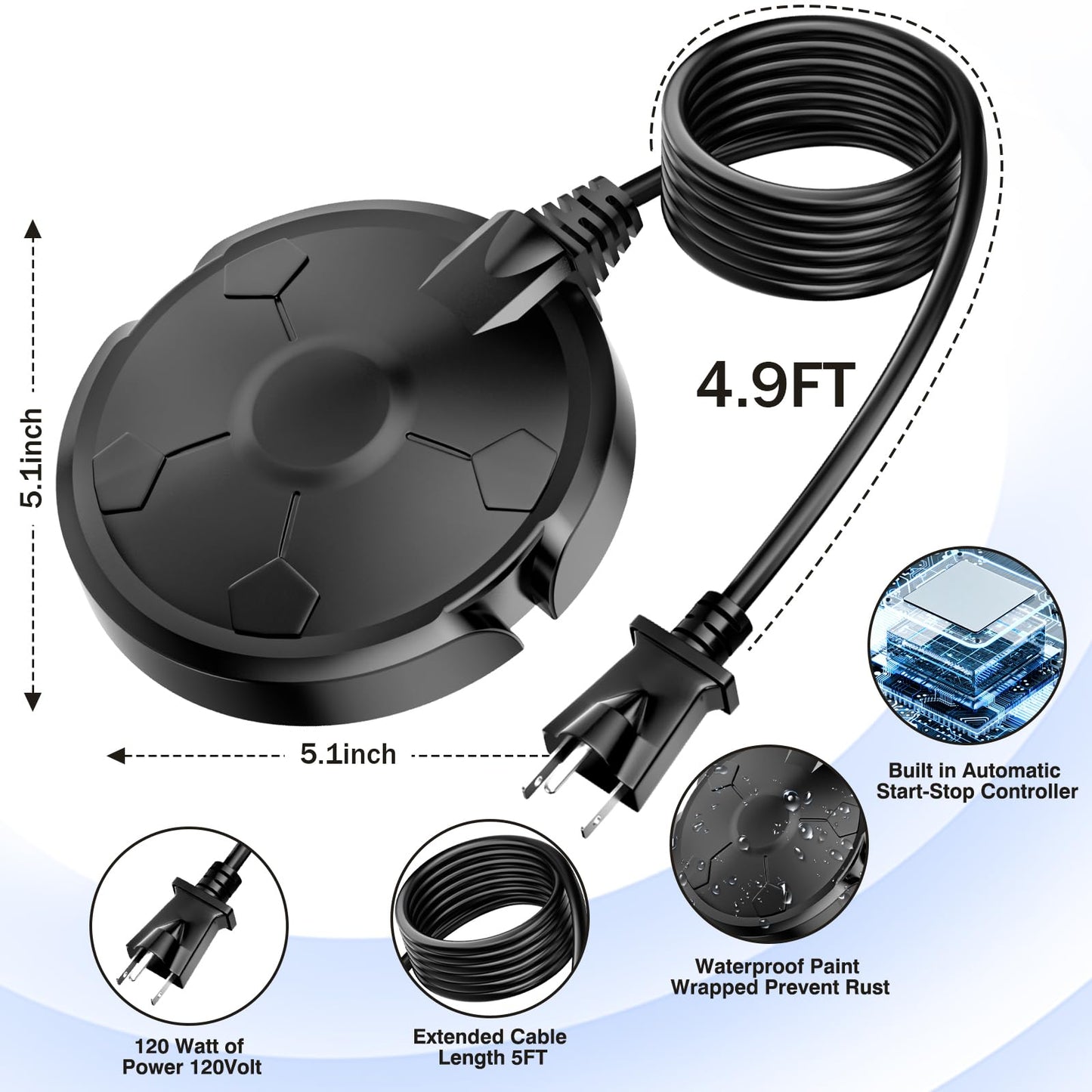 Bird Bath Heater for Outdoors in Winter, 120W Birdbath Heaters for Outdoor Bird Bath Deicer Pond De-icer with Thermostatically Control, Heated Bird Bath Water Heater for Bird Chicken Livestock (Black)