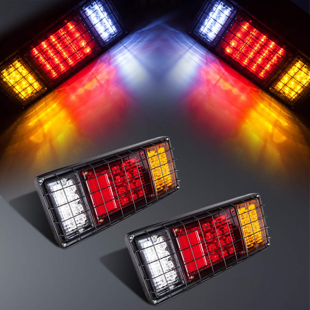 LIMICAR 40 LED Trailer Tail Lights Kit Waterproof, Truck Tail Lights with Reverse Turn Signal Brake Trailer Light Kit, Boat Trailer Lights For UTV UTE RV Camper Pickup (2 Pack)