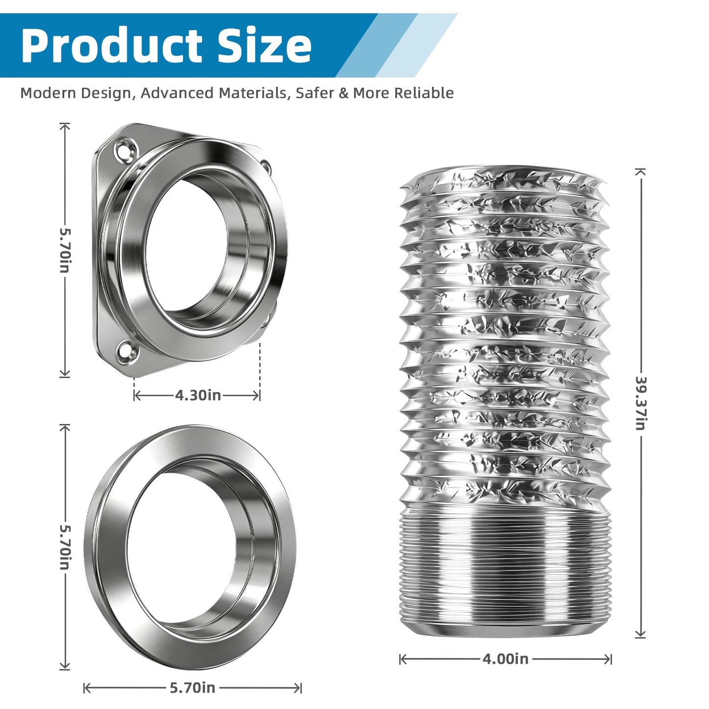 AURYAO Upgrade Magnetic Dryer Vent Coupling Kit with Quick Connect & Airtight Seal Ring 3.26Ft 4" Dryer Vent Hose, Quick Connector for Easy Cleaning & Installation