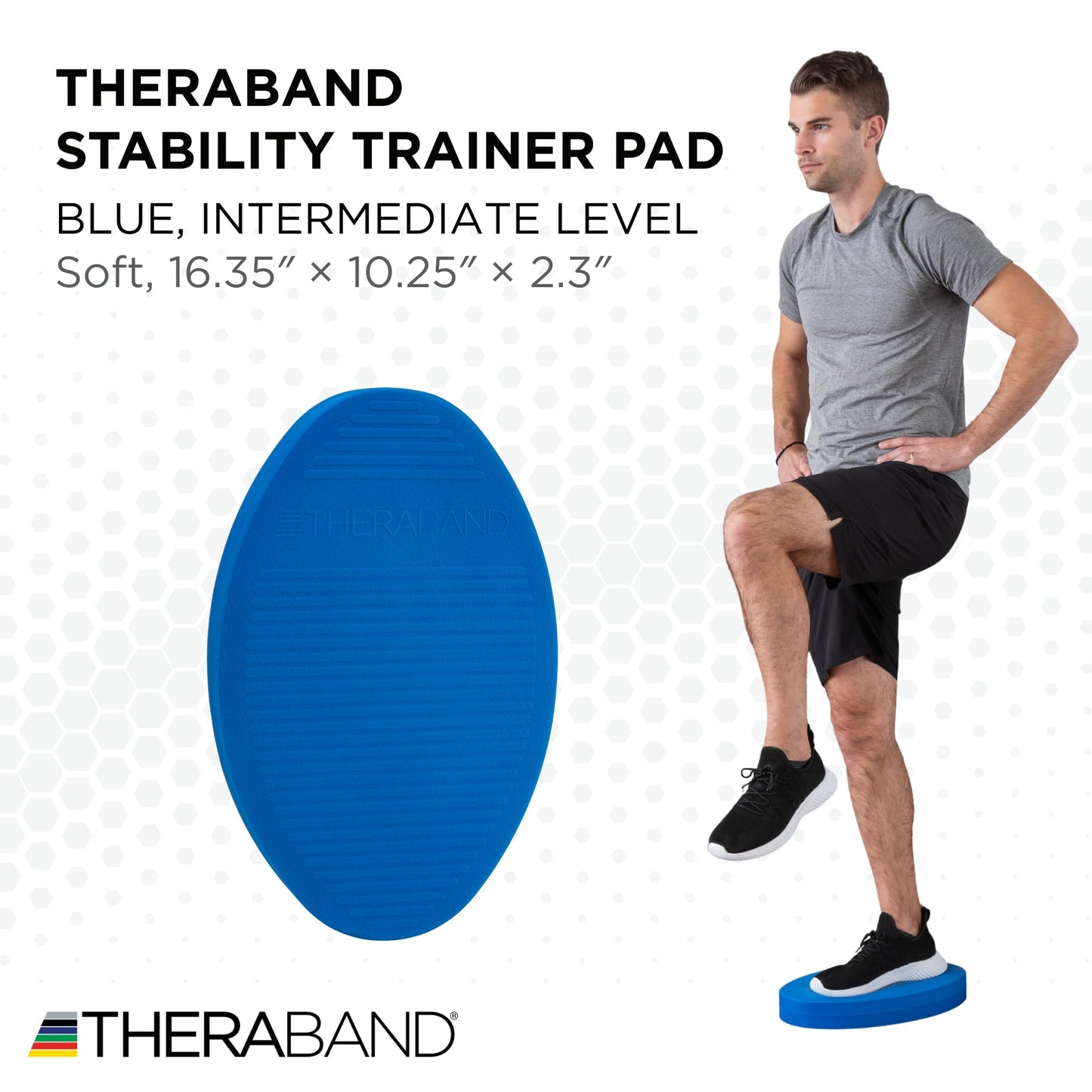 TheraBand Stability Trainer Pad, Intermediate Level Blue Foam Pad, Balance Trainer & Wobble Cushion for Balance & Core Strengthening, Rehabilitation, & Physical Therapy, Round Sport Balance Trainer