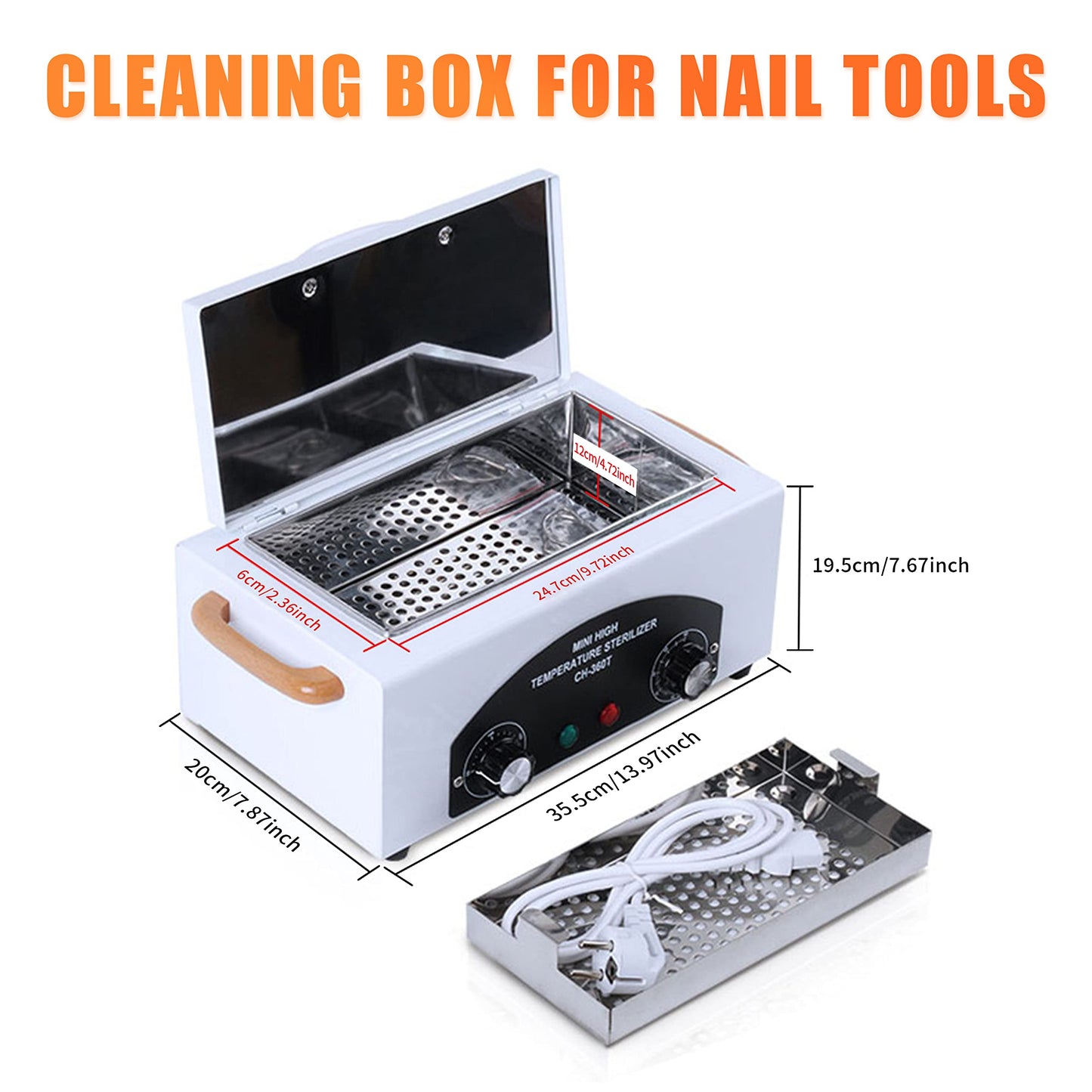 SULLMAR High Temperature Metal Tool Cleaning Box Timer dry Heat Nail Tool Dry Heat for Manicure Salon Hairdressing Tool Equipment Tweezers Earrings Other Metal Equipment