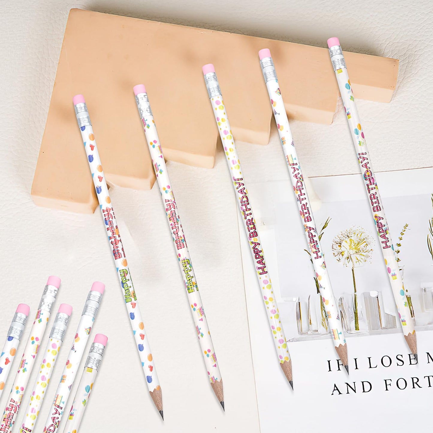 150 Pieces Happy Birthday Pencils Colorful Printed Birthday Pencils with Top Erasers Perfect For Teachers Class Reward BirthdayParty Kids Gifts Supplies