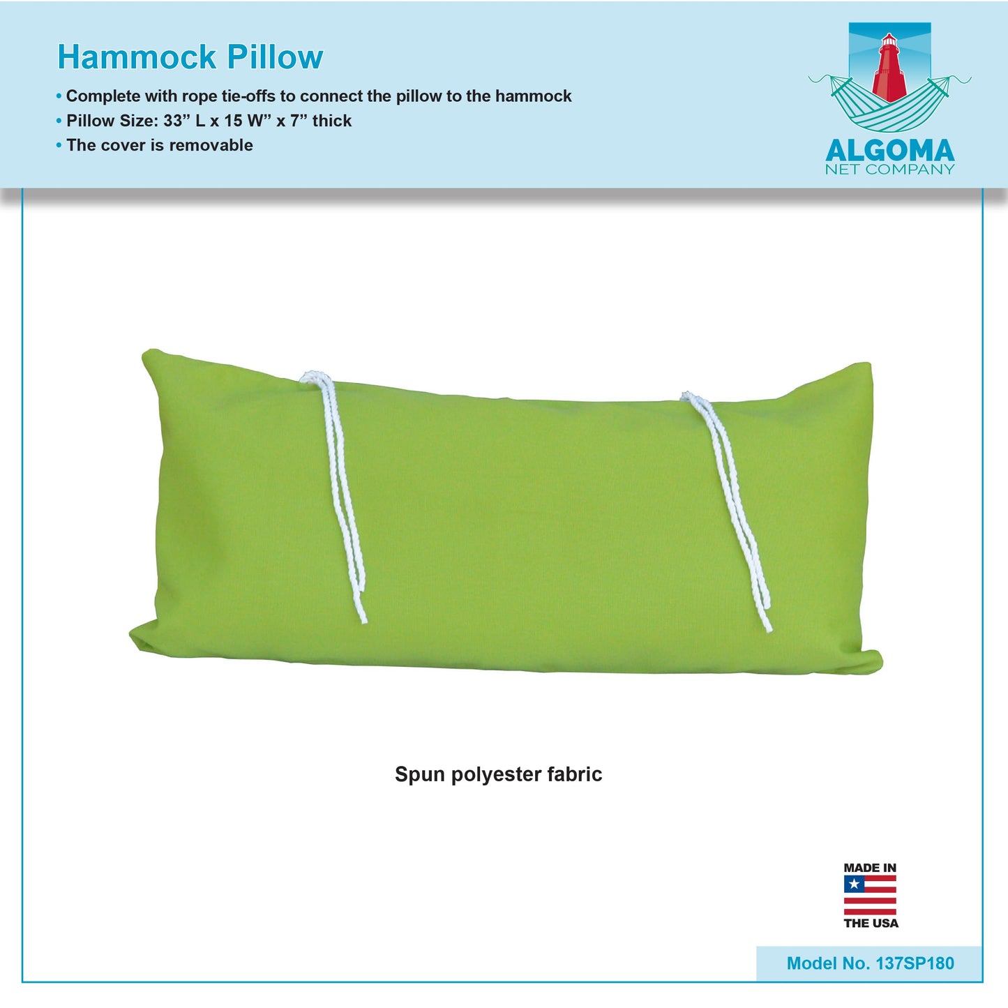 Algoma 137SP-46 Hammock Pillow, Kiwi Rave