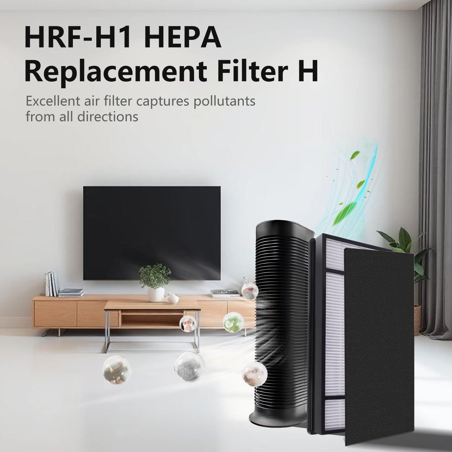 4 True HEPA Replacement Filter H & 8 Carbon Pre Filter B HRF-H1 HRF-H2 Compatible with Honeywell H, HPA050, HPA150, HPA160, HPA060, HHT055, HHT155 Air Purifier