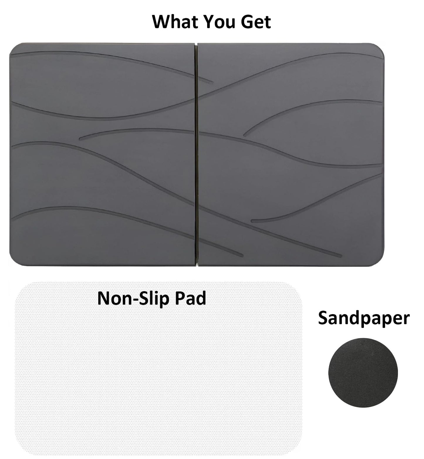 Stone Bath Mat, Diatomaceous Earth Bath Mat Stone with Fast Drying, Foldable Quick Dry Diatomite Bath Stone Mat for Bathroom, Non-Slip, Easy to Clean, 60cm x 40cm (Grey)