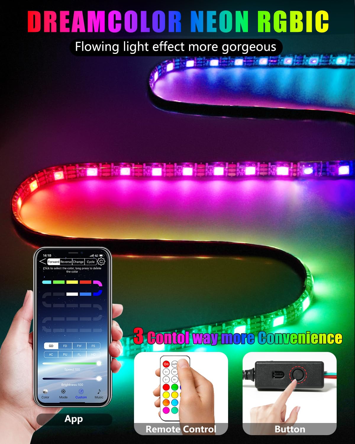 Keiurot Scooter LED Strip Light, Led Lights for Scooter Night Riding Skateboard Scooter Lights APP Control Flowing Color Waterproof Electric Scooter Accessories 2 in 1