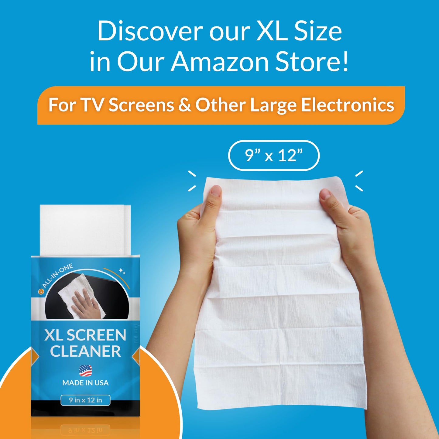 iCloth Large Screen Cleaning Wipes for Electronics, Lint-Free and Streak-Free, Fast-Drying, Removes Dust, Fingerprints, and Smudges (100 Large Wipes)