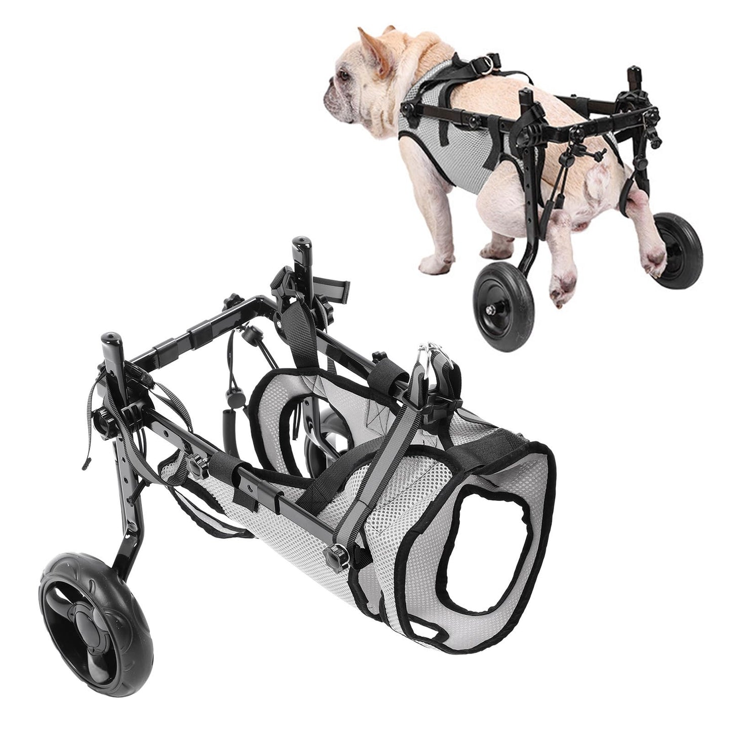 Dog Wheelchair for Back Legs, Height Adjustable Dog Wheelchair, Lightweight Steel Structure Breathable Mesh Fabric Wheel Chair Cart for Disabled or Injured Small Dogs
