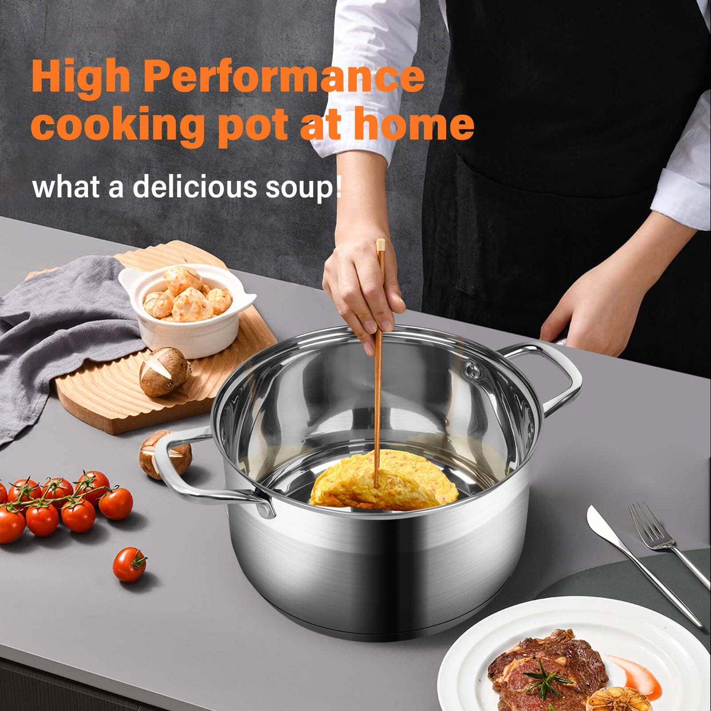 LEUGWAKN 10 Quart Stock Pot with Glass Lid, Premium Food-Grade Stainless Steel Soup Pot, Large Pot for Cooking Stew, Chili & Canning, Induction Compatible Cookware, Dishwasher & Oven Safe