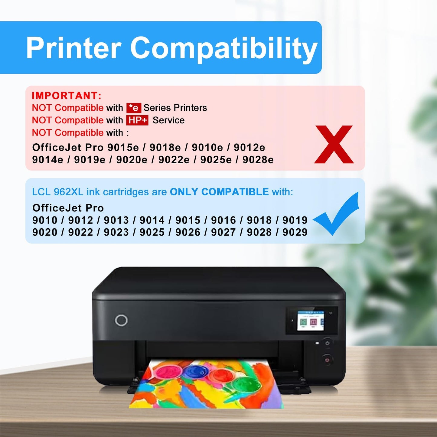 LCL Compatible Ink Cartridge for HP 962XL 962 XL High Yield 3JA03AN 3JA00AN 3JA01AN 3JA02AN Pigment for HP OfficeJet Pro 9010 9012 9013 9014 9015 9016 9018 9019 9020 9022 9023 9025 9026 (4-Pack,KCMY)