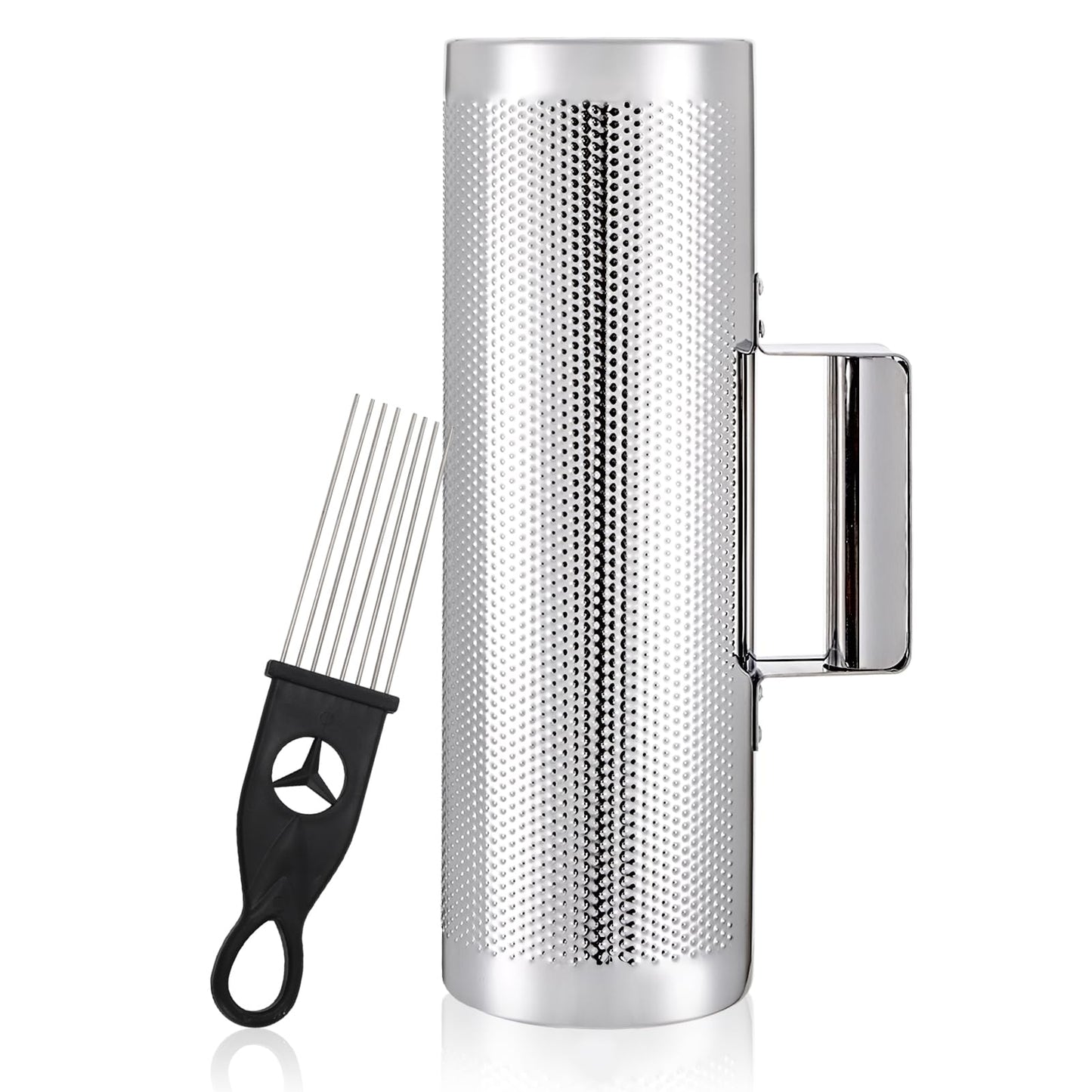Foraineam Stainless Steel Guiro with Scraper, 12" x 4" Professional Latin Hand Percussion Instrument, Band Accompaniment Musical Training Tool Metal Guiro Shaker Instrument