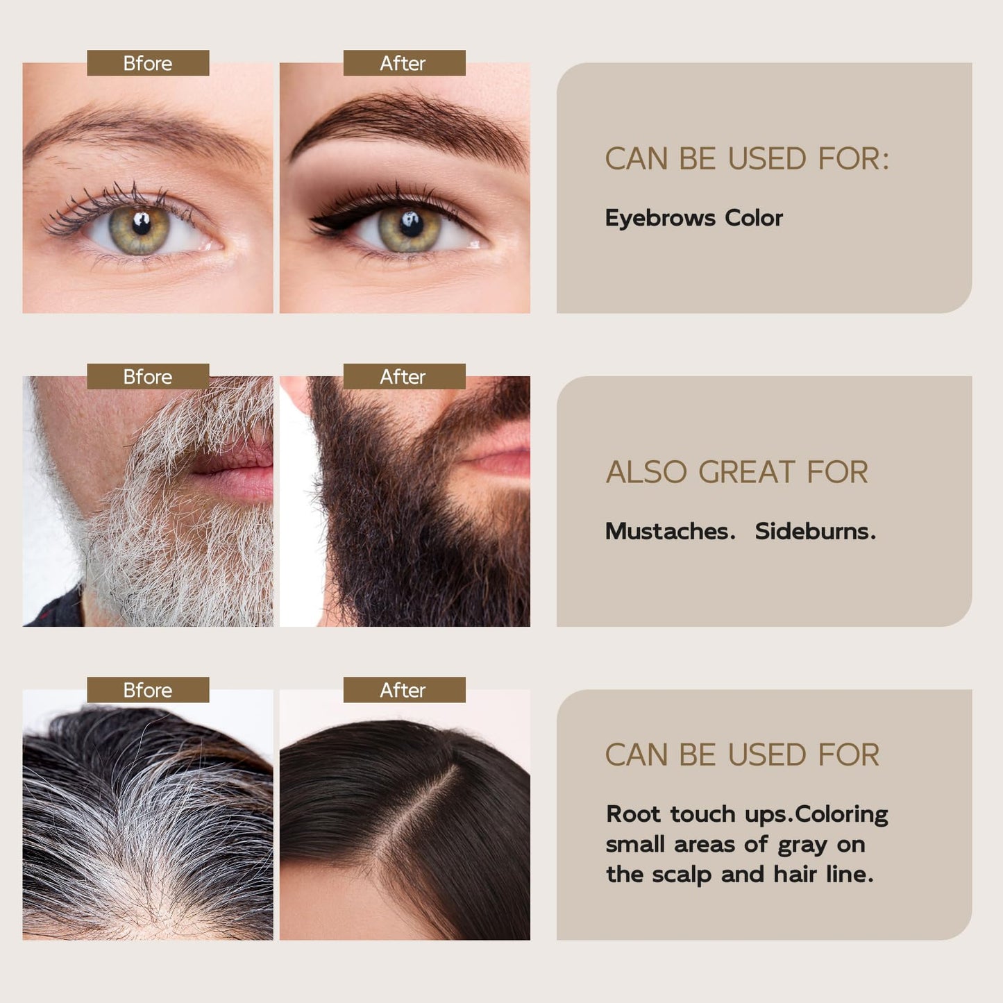 (Upgrade) Simpout Henna Brow Tint Kit - Spot Color Henna Hair Kit with Developer, 100% Natural Root Touch Up, Professional Salon & Home DIY Kit, Easy to Use (Black)