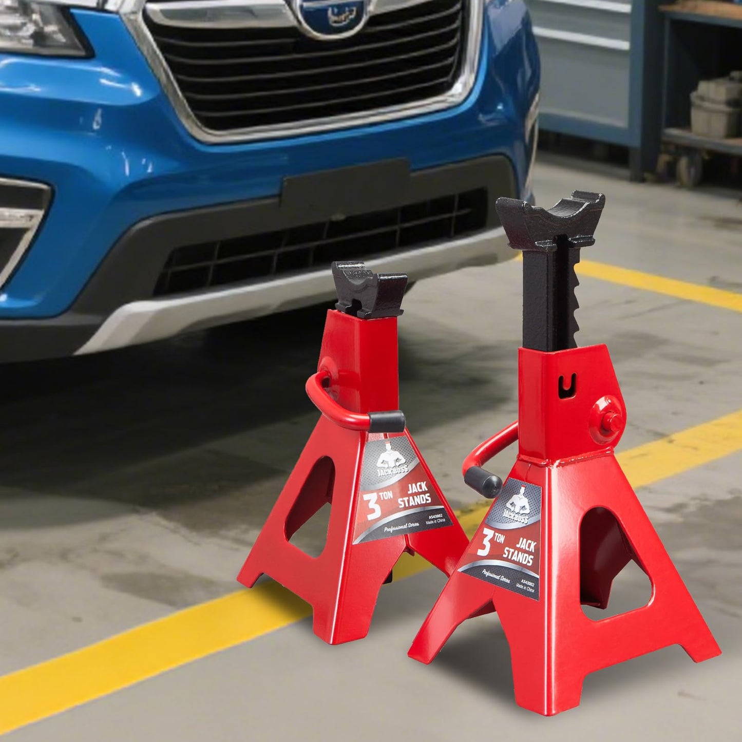 Jack Stands 3 Ton (6,000 LBs) Car Jack Stand Adjustable Car Lifting Stand (Not Suitable for SUV,Truck), Red, 2 Pack