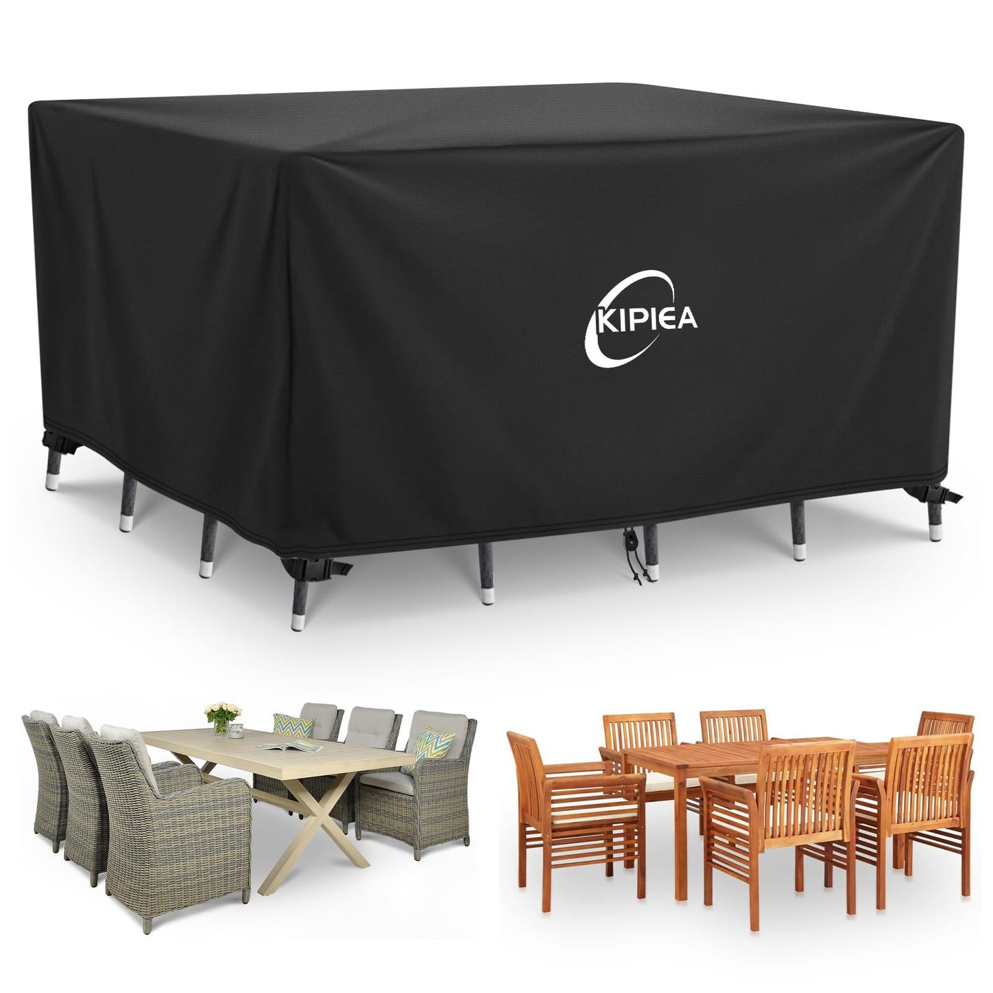 Kipiea 600D Patio Furniture Covers Waterproof Winter, Outdoor Furniture Set Covers for Table Chairs, Heavy-Duty Outdoor Sofa Covers with Anti UV and No Tears, No Fading (55"L x 55"W x 28"H)