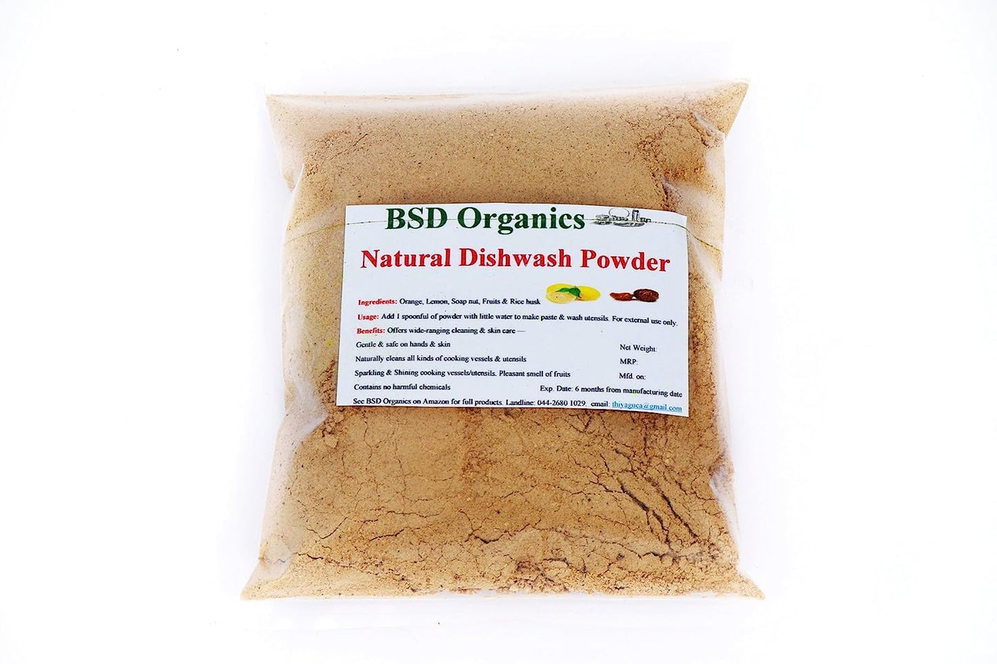BSD Organics Soapnut/Reetha powder or laundry, dishwash, cleaning & more - 500 Gram / 1.1 Pound