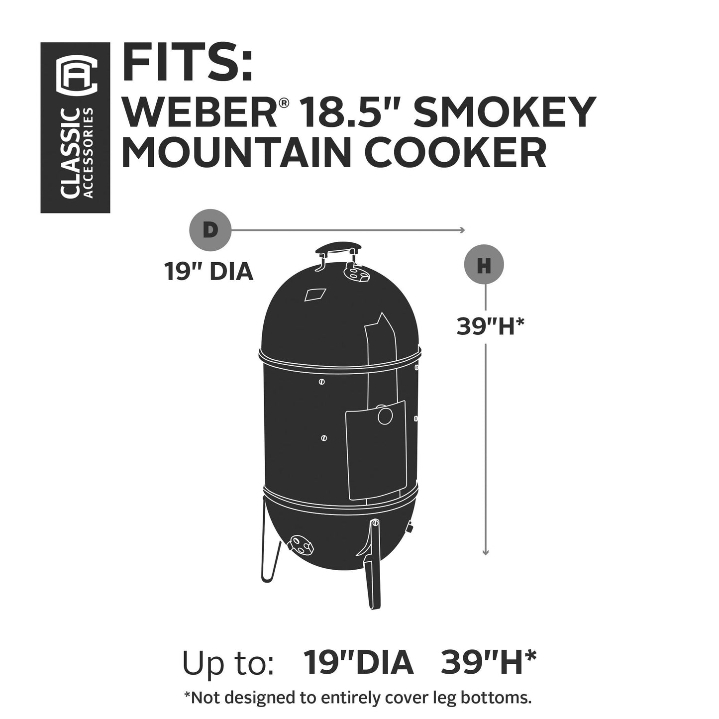 Classic Accessories 73002-WB Veranda Smoker Cover for Weber Smokey Mountain Cooker, 18.5-Inch