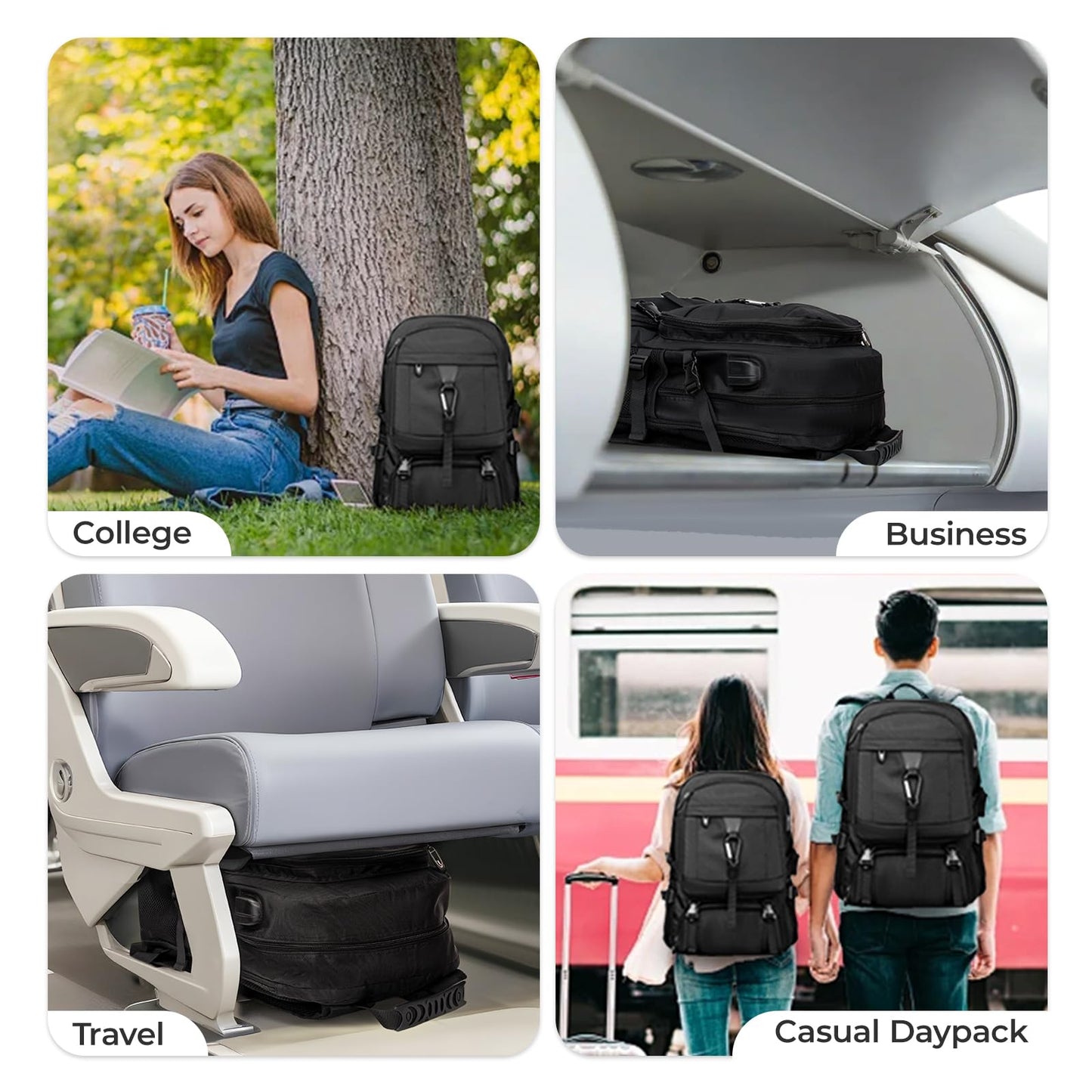 CIMALAY Travel Business Laptop Backpack with USB Charging Port and Shoe Pocket, College, Business and Hiking Camping, Black, M(Fits 4.92-5.91ft height), Classic
