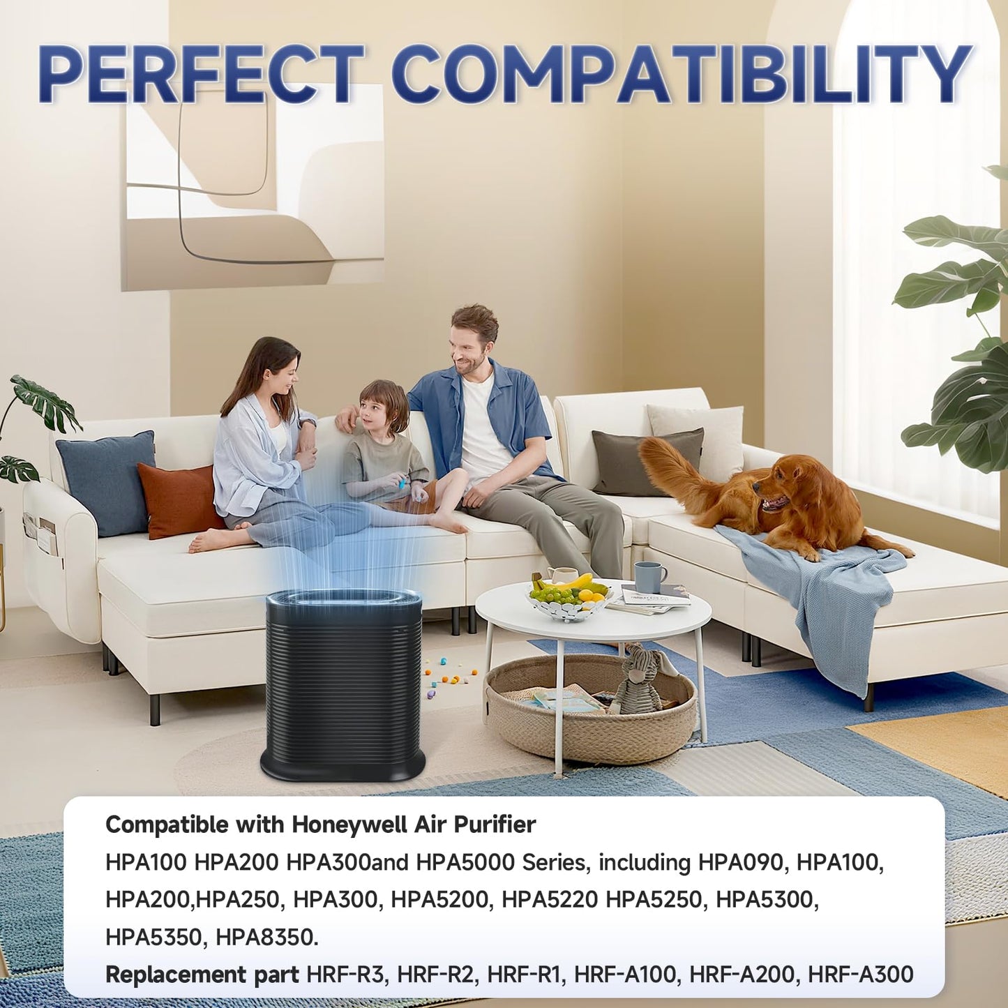 SAKEGDY 3 Pack HPA300 HEPA Filter Replacement Kit Compatible with Honeywell Purifier HPA300 /HPA304 /HPA8350 / HPA3300 /HPA5300 /HPA5350 Series, Include 3 HEPA R Filters + 4 A Carbon Pre-Filters