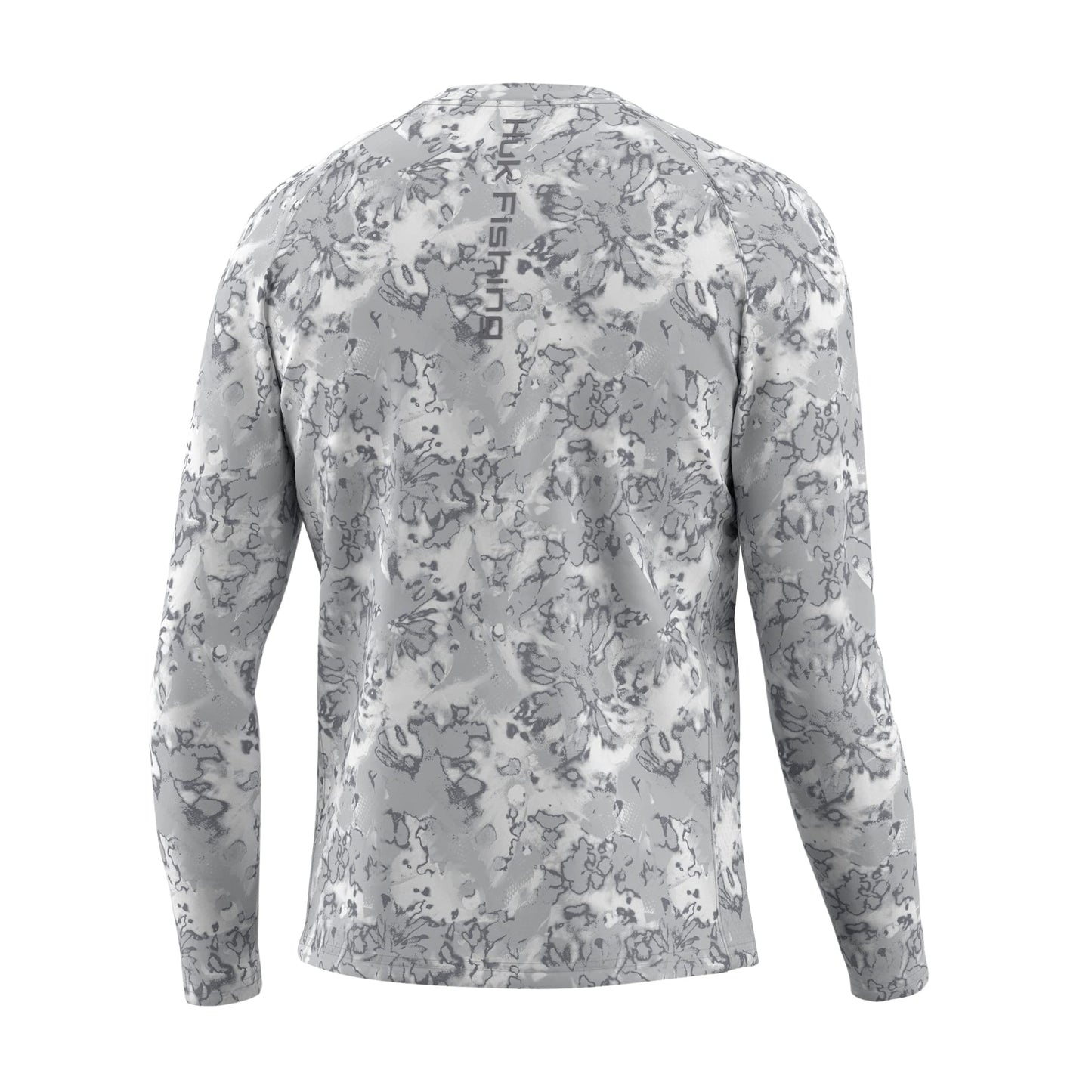 HUK Men's Standard Pursuit Crew Long Sleeve, Sun Protecting Fishing Shirt, Fin Flats-Harbor Mist, Large