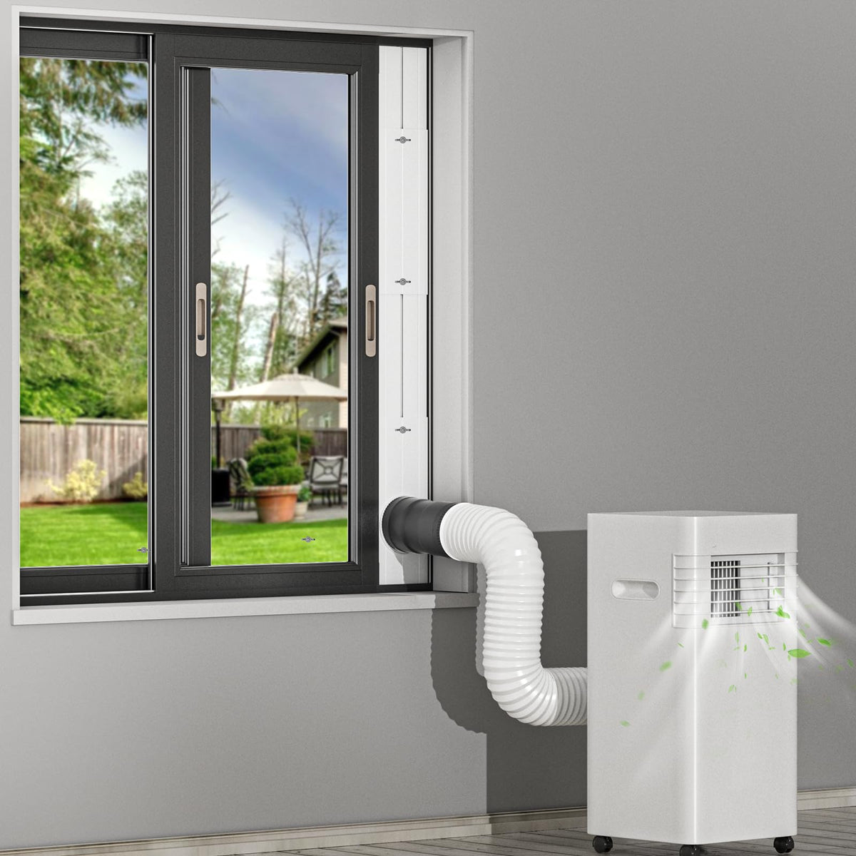 Insputer Portable ac Window Vent Kit with 6 Inline Inch Duct Fan, New Adjustable Air Conditioner Window Seal Kit for Sliding Window, Fit for AC with 5.9 & 5.1 Inch Diameter Exhaust Hose
