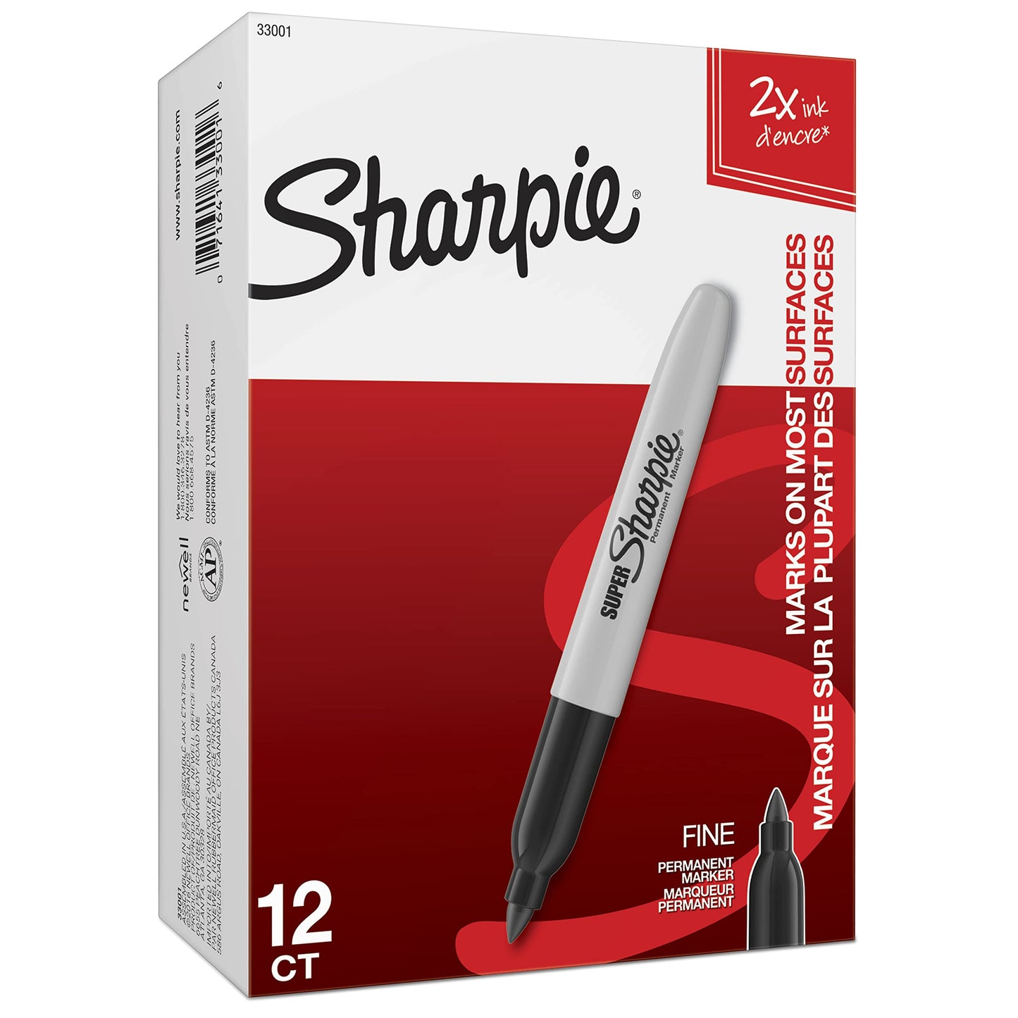 Sharpie Super Permanent Markers, Fine Point, Black, 12 Count