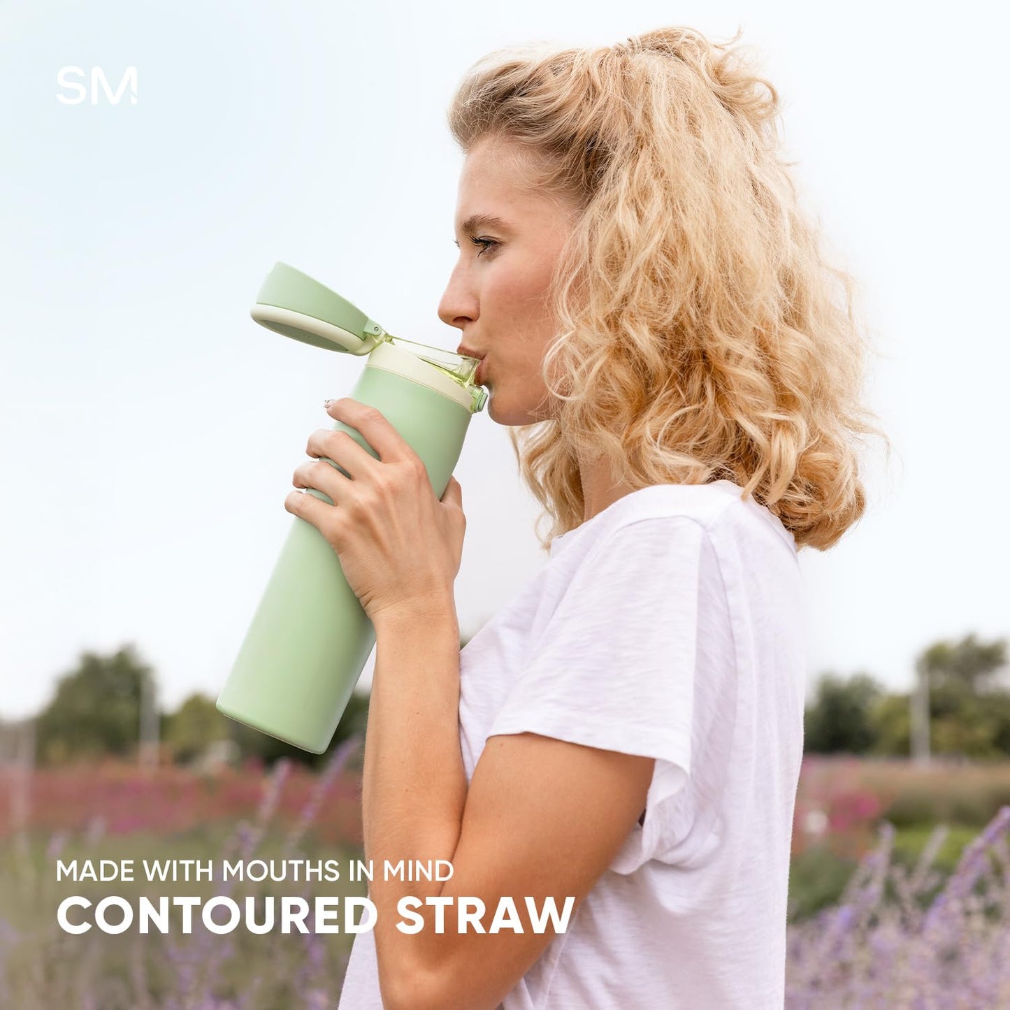 Simple Modern Mesa Loop Water Bottle with Straw | 30oz Cup Holder Friendly Insulated Stainless Steel Bottles for Travel, Sports and School | Seaside Stripes