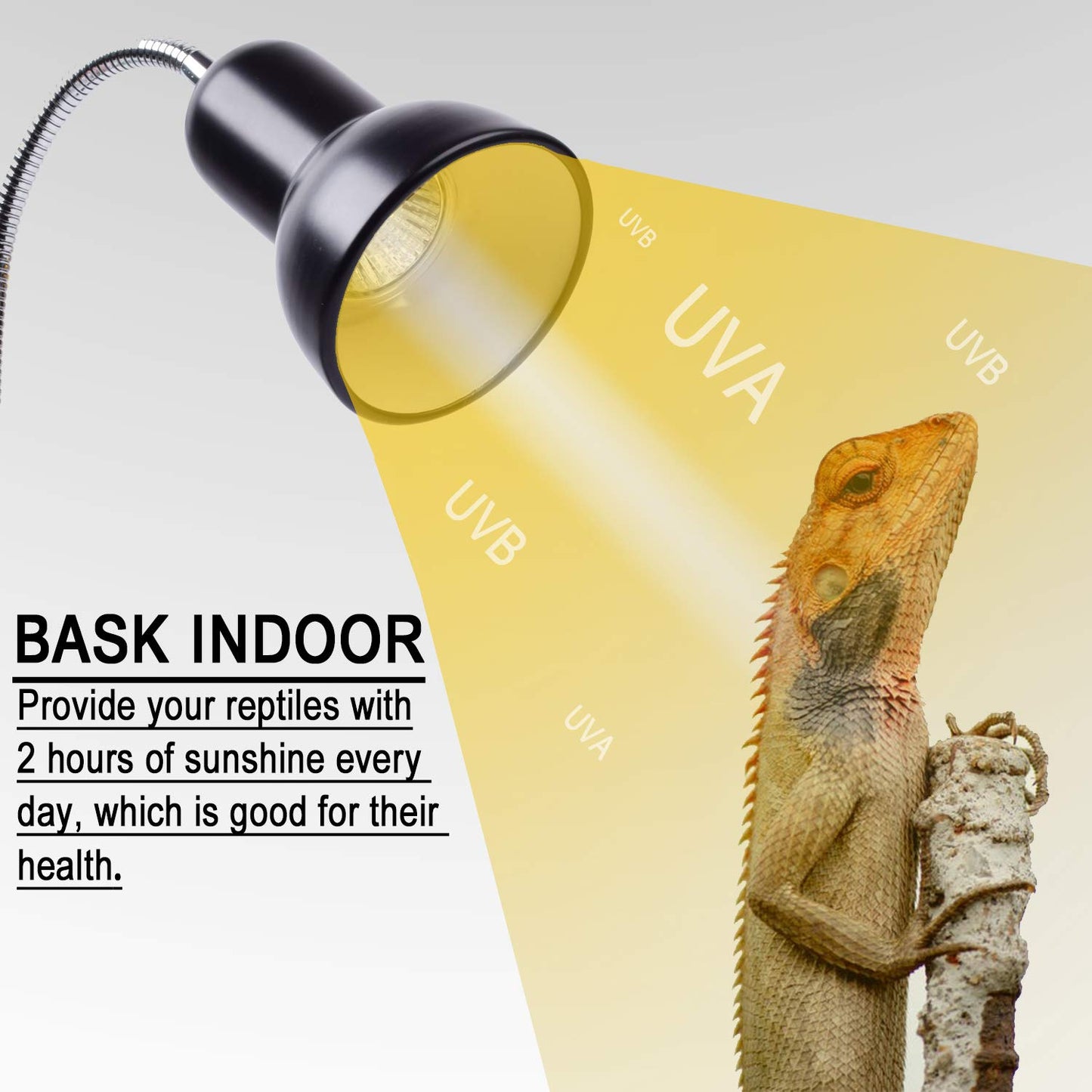 Cdipesp Reptile Heat Lamp UVA UVB Reptile Heating Light Adjustable 50W Turtle Basking Spot Aquatic Lamps for Aquatic Lizard Snake Chameleons Amphibians with 3 Bulbs