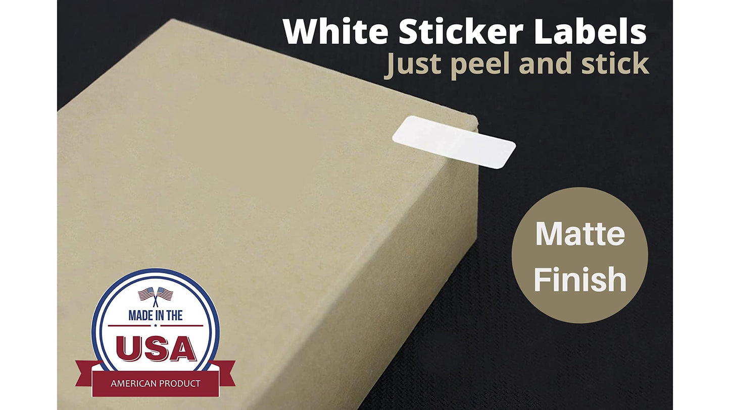 White Printable Labels Sheets + Bonus Color Labels White Rectangular Stickers (1" x 0.375") Produce Excellent Results with Standard Laser Printer-Template Included - 15700 Pack