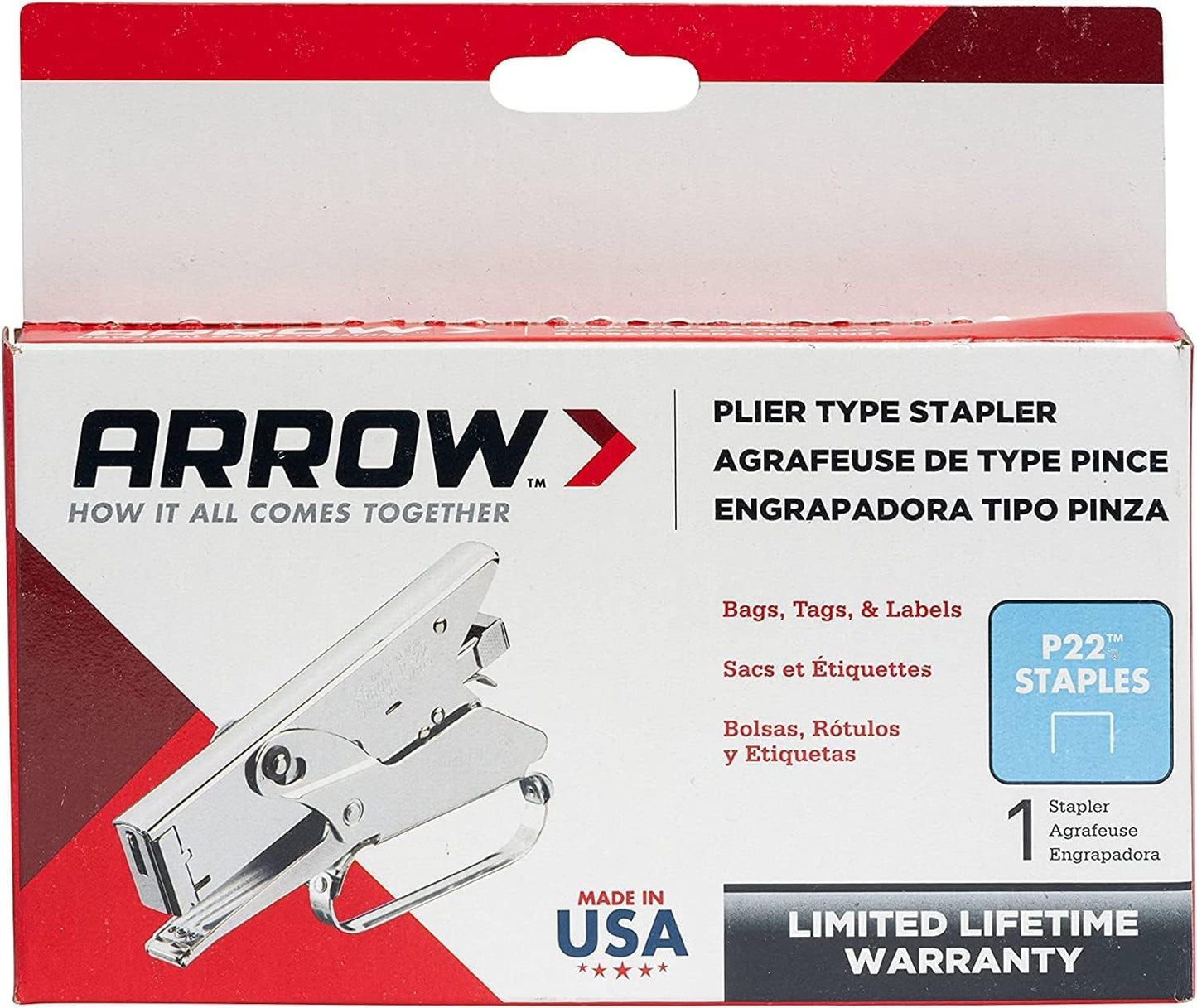 Arrow Fastener P22 Heavy Duty Plier Type Stapler, Medium