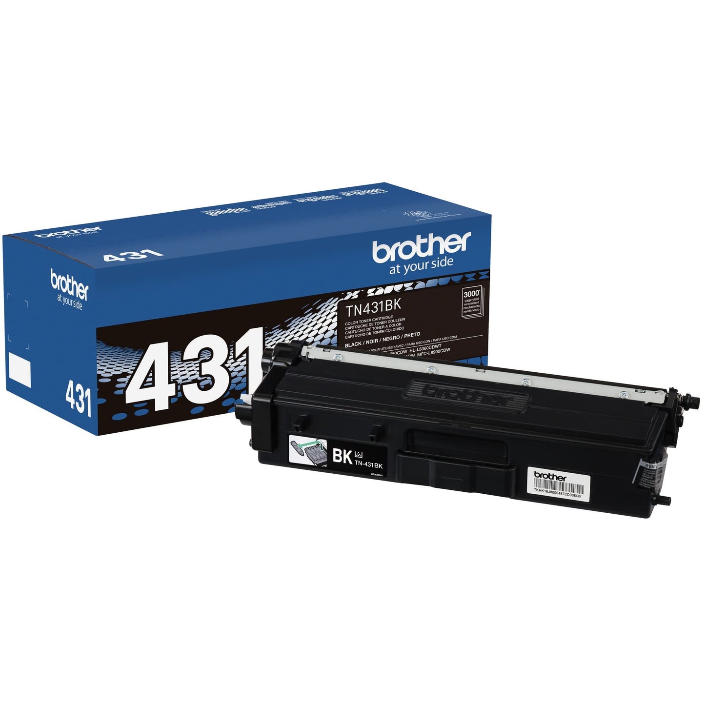 Brother Genuine TN431BK Standard Yield Black Toner Cartridge, original toner replacement cartridges, Compatible: HLL8360CDW, MFCL8610CDW,MFCL8900CDW