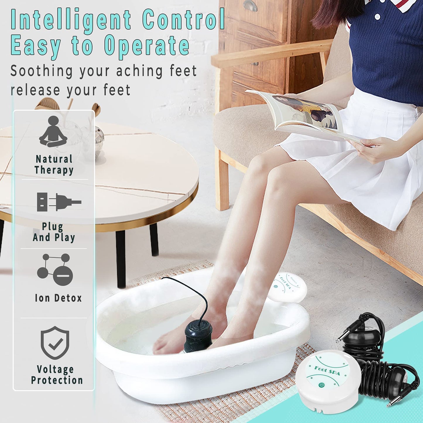 BOEE Ionic Foot Bath Machine With Foot File, Ion Cleanse Detox Bath for Home Use, Regain Vitality and Own Extra Smooth & Beauty Foot