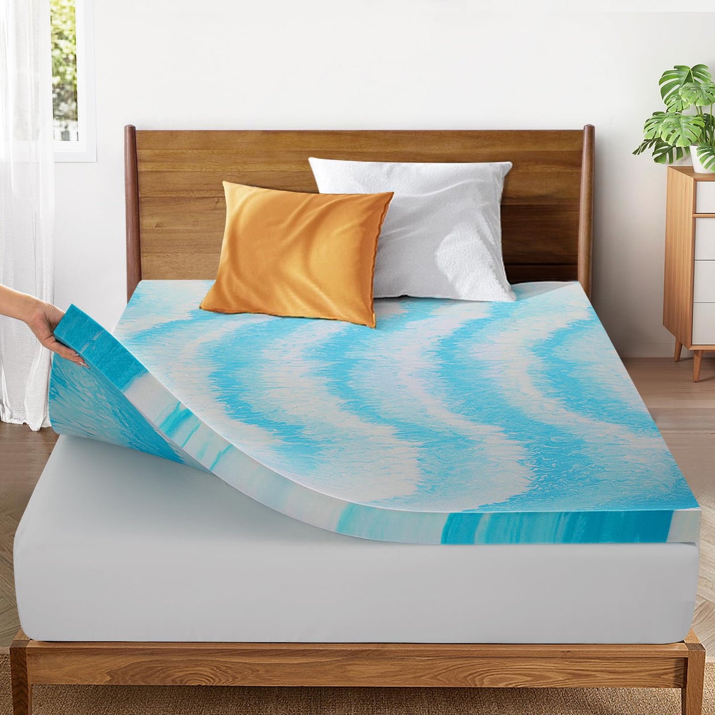 SakuraHome 2 Inch Memory Foam Mattress Topper, Soft Gel Infused Mattress Pad, Bed Topper, CertiPUR-US Certified, Queen Size