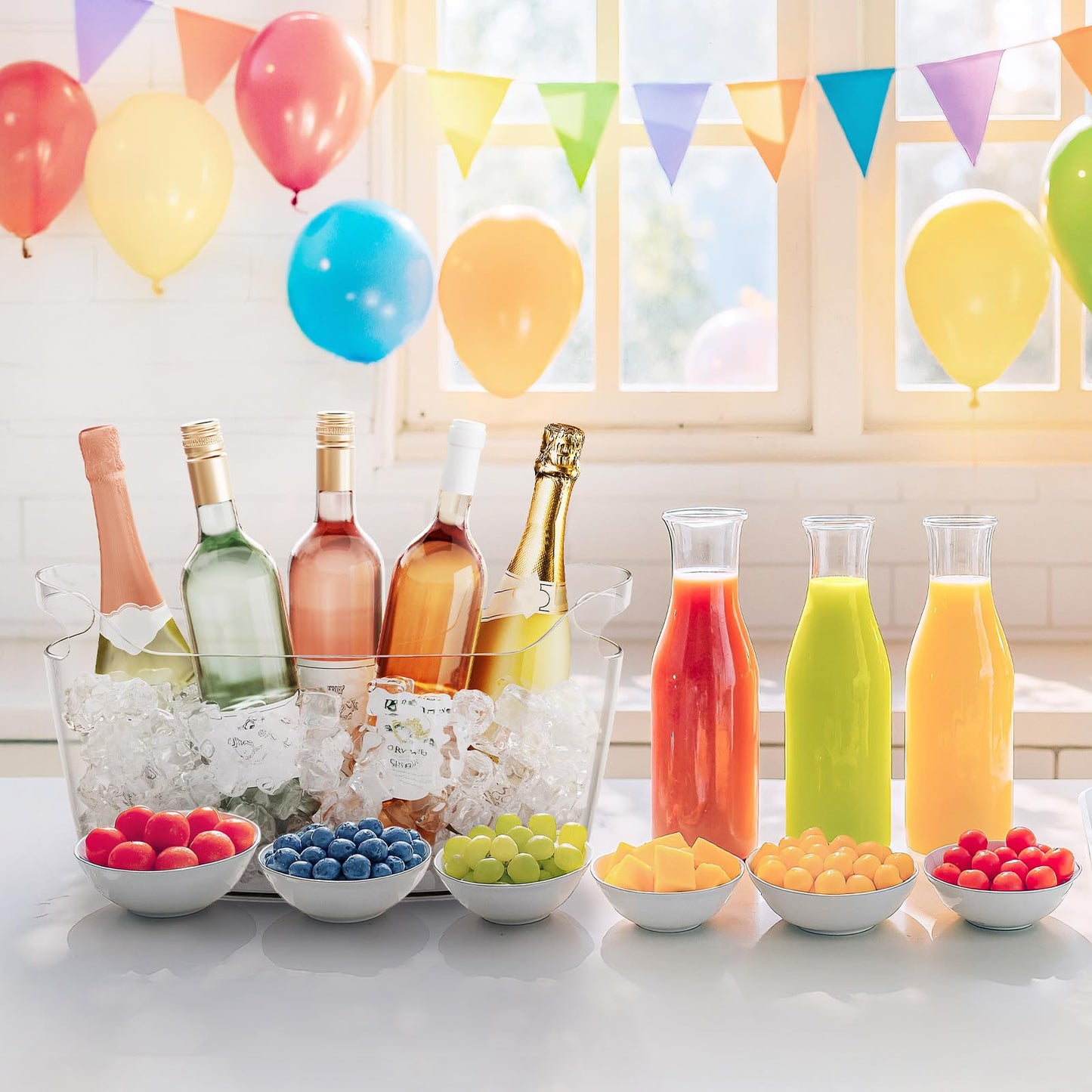 Lifewit 6.5L Large Bottle Ice Bucket Wine Bottle Cooler with Spoon, Portable Ice Bucket for Champagne, Cocktails, Beer, Drinks 38×18×20cm/15x7x8, Set of 2