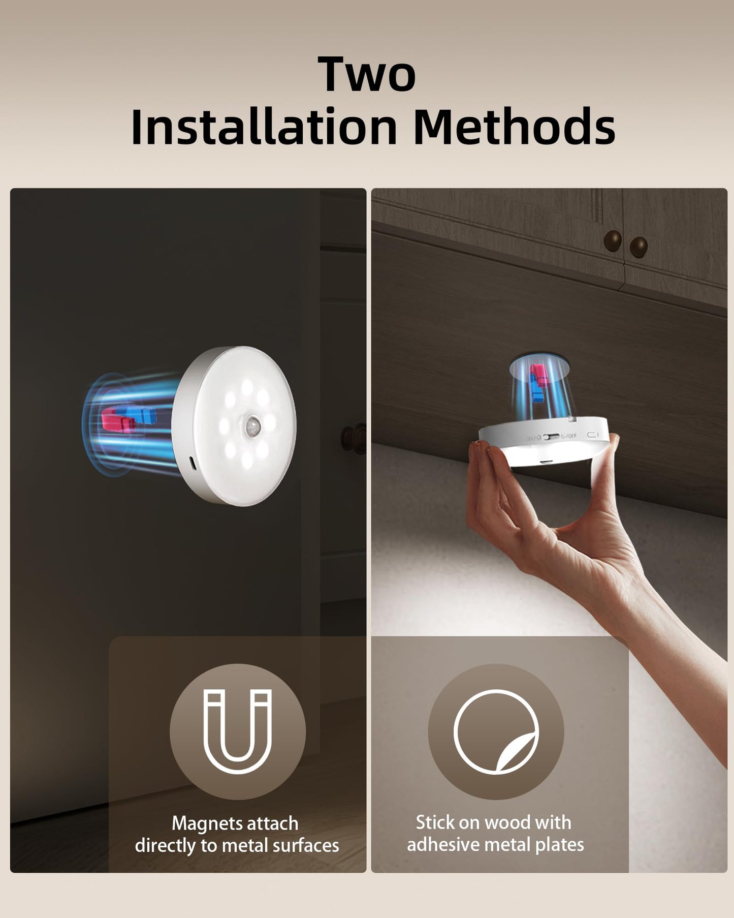 EZVALO 6-Pack Rechargeable Motion Sensor Light Indoor, 15 RGB Color Temps Under Cabinet Lighting, Wireless LED Puck Lights with Remote, Under Counter Lights for Kitchen, Shelves, Stairs, Lockers