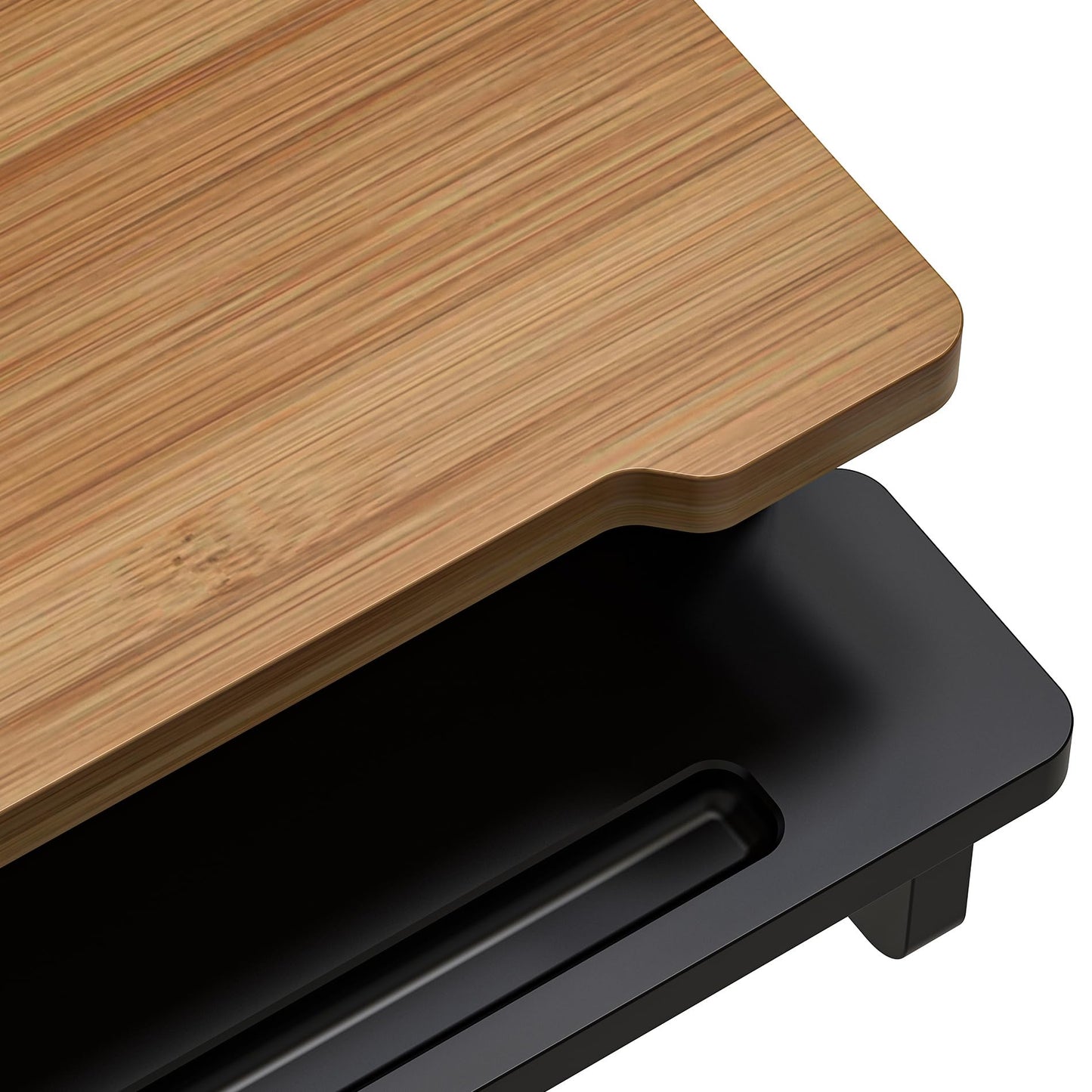WELL WENG Monitor Stand Monitor Stand Riser for Desk,Wood Desk Shelf Storage Organizer with Phone Tablet Holder (16.5 Inch, Black & Dark Bamboo)