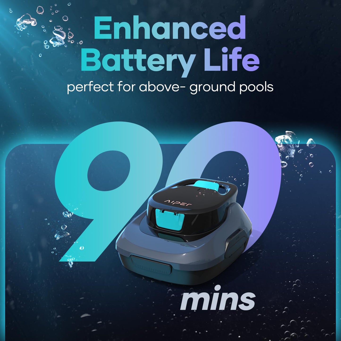 AIPER Scuba SE Robotic Pool Cleaner Vacuum, 90 Mins Battery Life, Automatic Cleaning with Self-Parking Capabilities, Ideal for Above Ground Pools up to 860 Sq.ft (40 Feet)