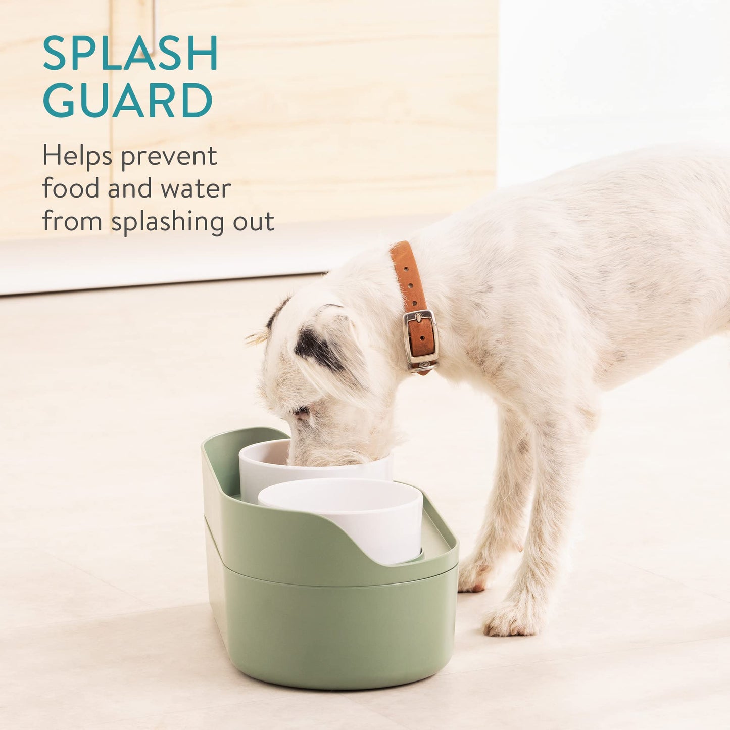 Navaris Pet Feeding Station with 2 Bowls - Elevated Dog Bowls with Food Storage - Dog or Cat Food and Water Bowl Set with Raised Stand - Ideal for Large Dogs