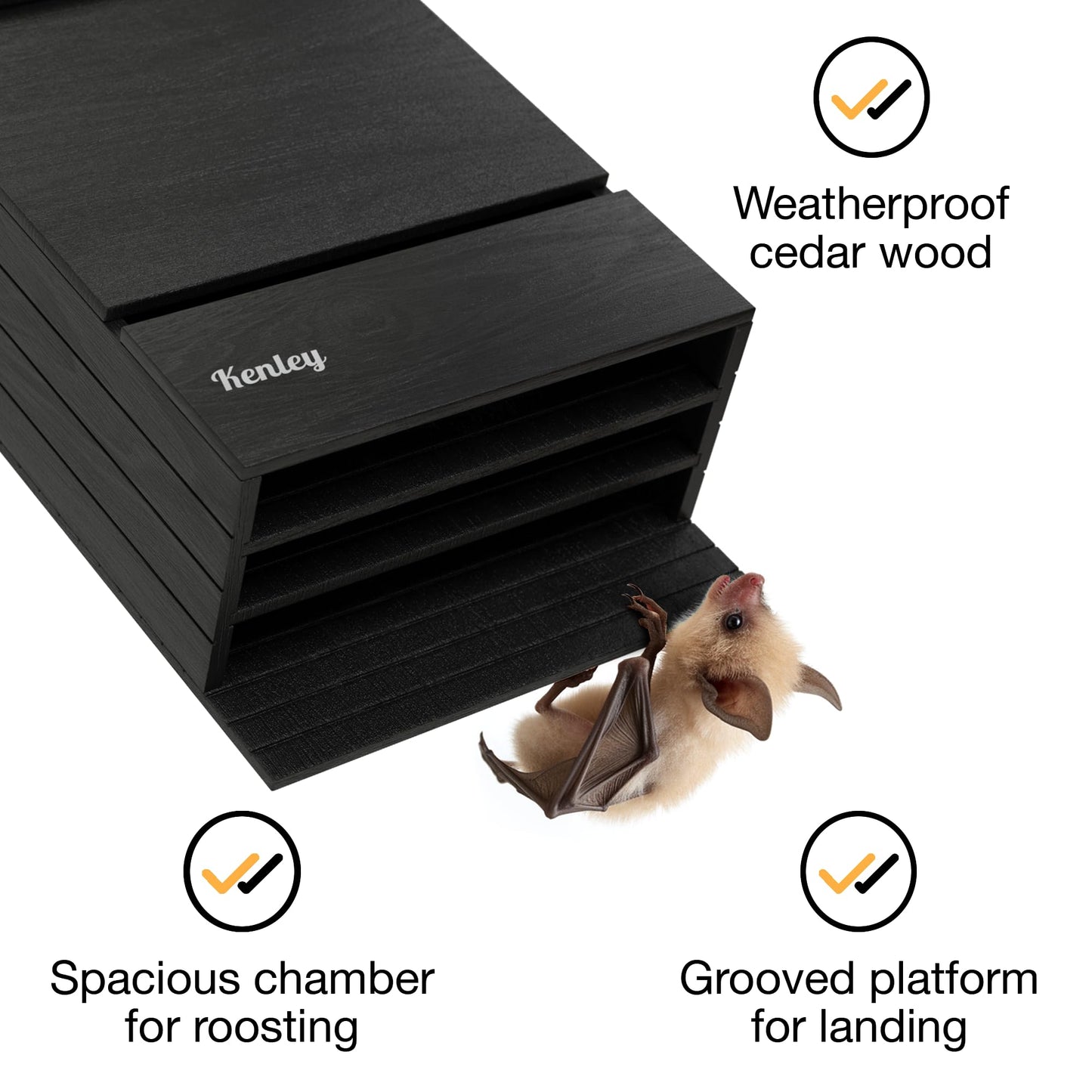 Bat House - Outdoor Bat Box Shelter - Handcrafted from Cedar Wood - Easy for Bats to Land and Roost - Weather Resistant & Ready to Install (Triple Chamber)