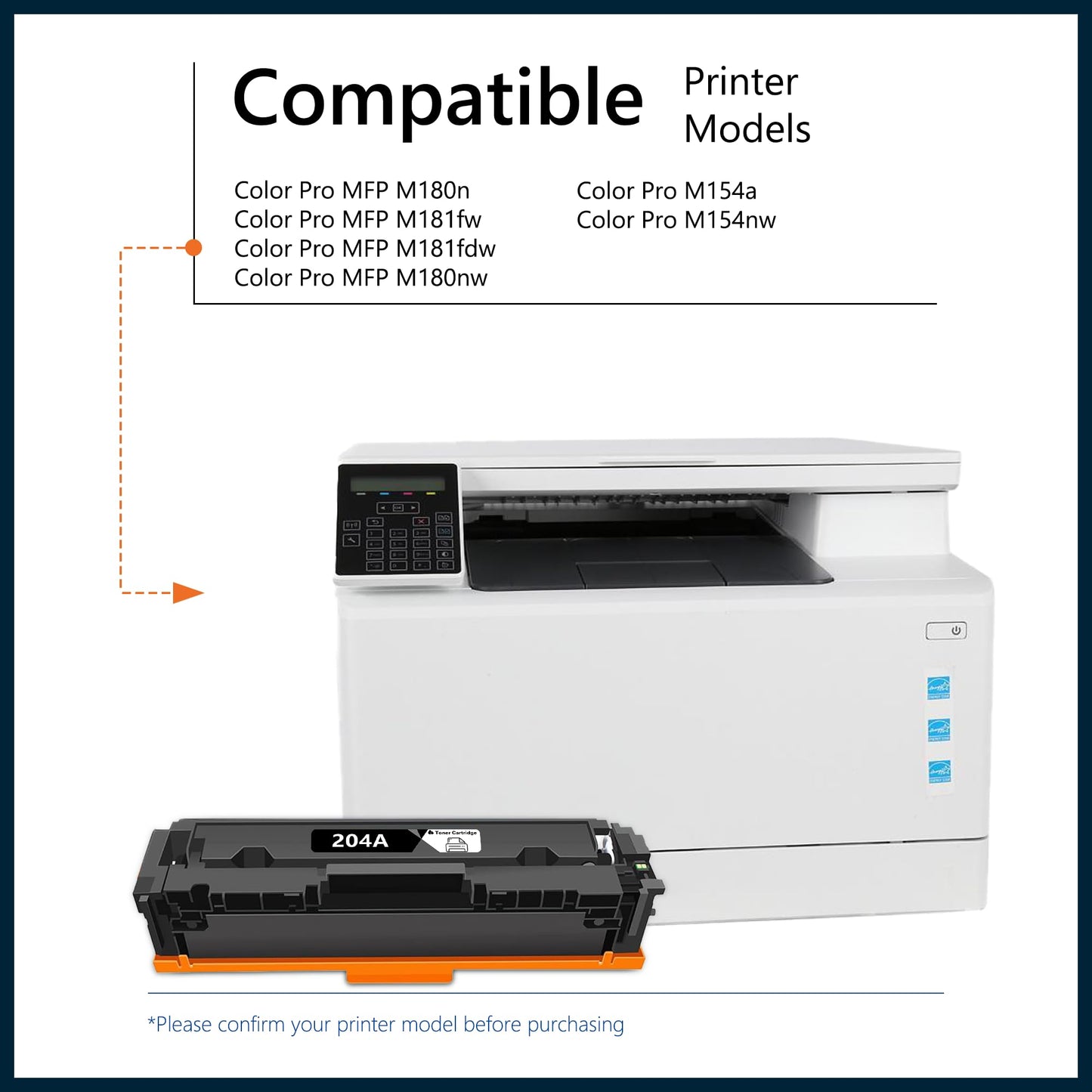 204A Toner Cartridges 4 Pack Replacement for HP 204A Toner CF510A CF511A CF512A CF513A Color Pro M154a M154nw Pro MFP M180n M181fw M181fdw M180nw Printer Ink (Black, Cyan, Magenta, Yellow)