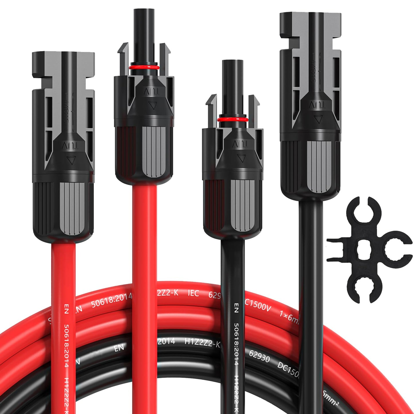 10 AWG Solar Extension Cable 40 Feet,10 Gauge Tinned Copper Solar Panel Cables Wire with Female and Male Solar Connector Adapter Kit (40FT Red +40FT Black)