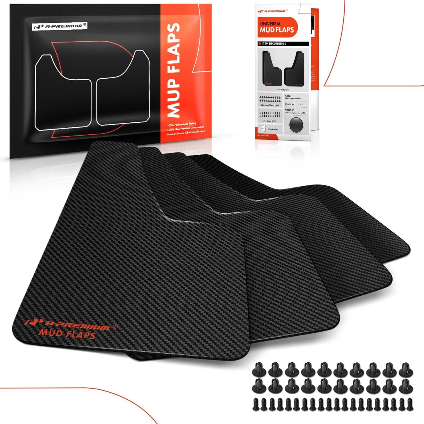 A-Premium 4 Pcs Black Universal Splash Guards Mud Flaps Mudflaps Mudguard Fender Flares for Car Sedan Coupe with Hardware Front and Rear