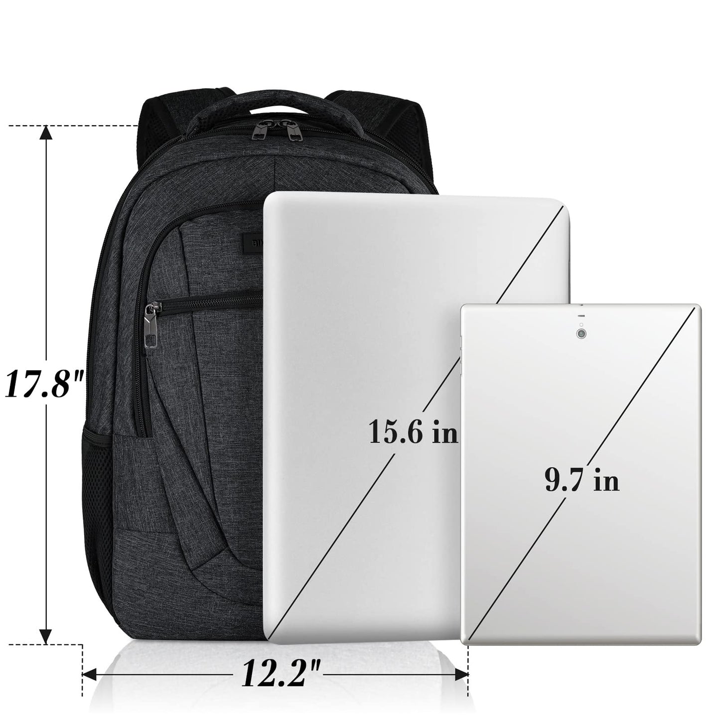 Backpack for Men and Women, School Backpacks for Teen Boys and Girls, Black Water Resistant Back Pack, Business Men Sturdy Computer Bag with USB Charging Port, Gifts