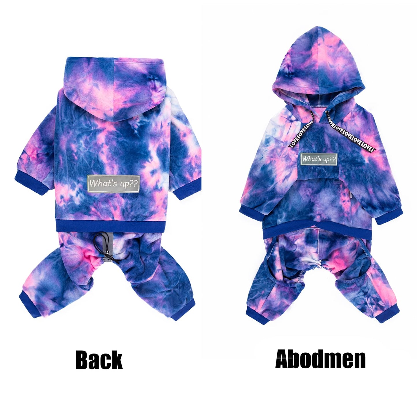 Dog Hoodies Winter Coat for Large Medium Dogs, Pullover Dog Warm Hooded Coat Fleece Sweatshirt Hoodie for Cold Weather (Tie-Dye Pink, 4X-Large)