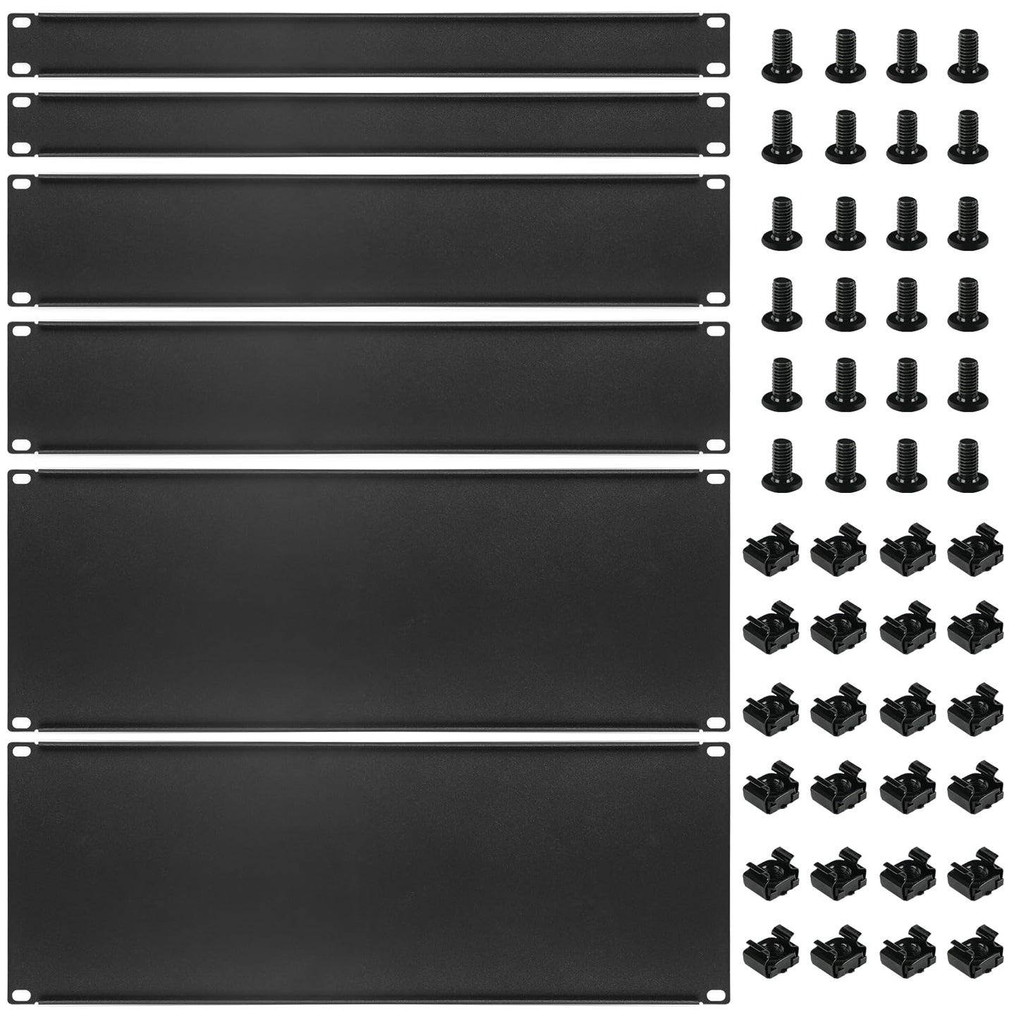 6 Pcs 1U,2U,4U Blank Panel Metal Rack Mount, 19 Inches, Filler Panel Mount Spacer Rack Blanking Panel Kit for Enclosure Server Rack Cabinet Black