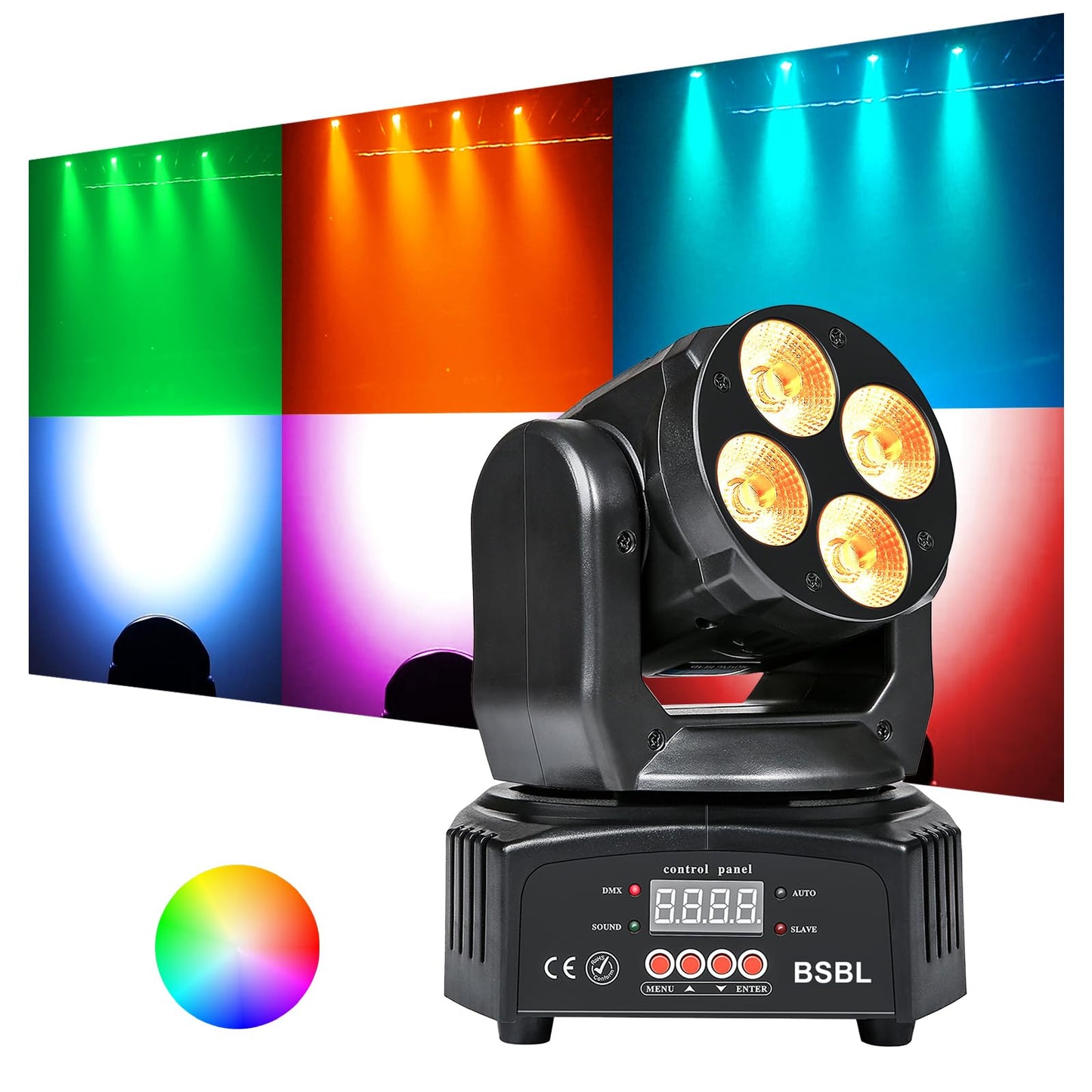 BSBL 50W RGBWA+UV 6 in 1 LED Moving Head DJ Light with Sound Active & Professional DMX512 16/18CH Wash Effect Stage Lighting for Parties KTV Bar Show Wedding Ceremony...